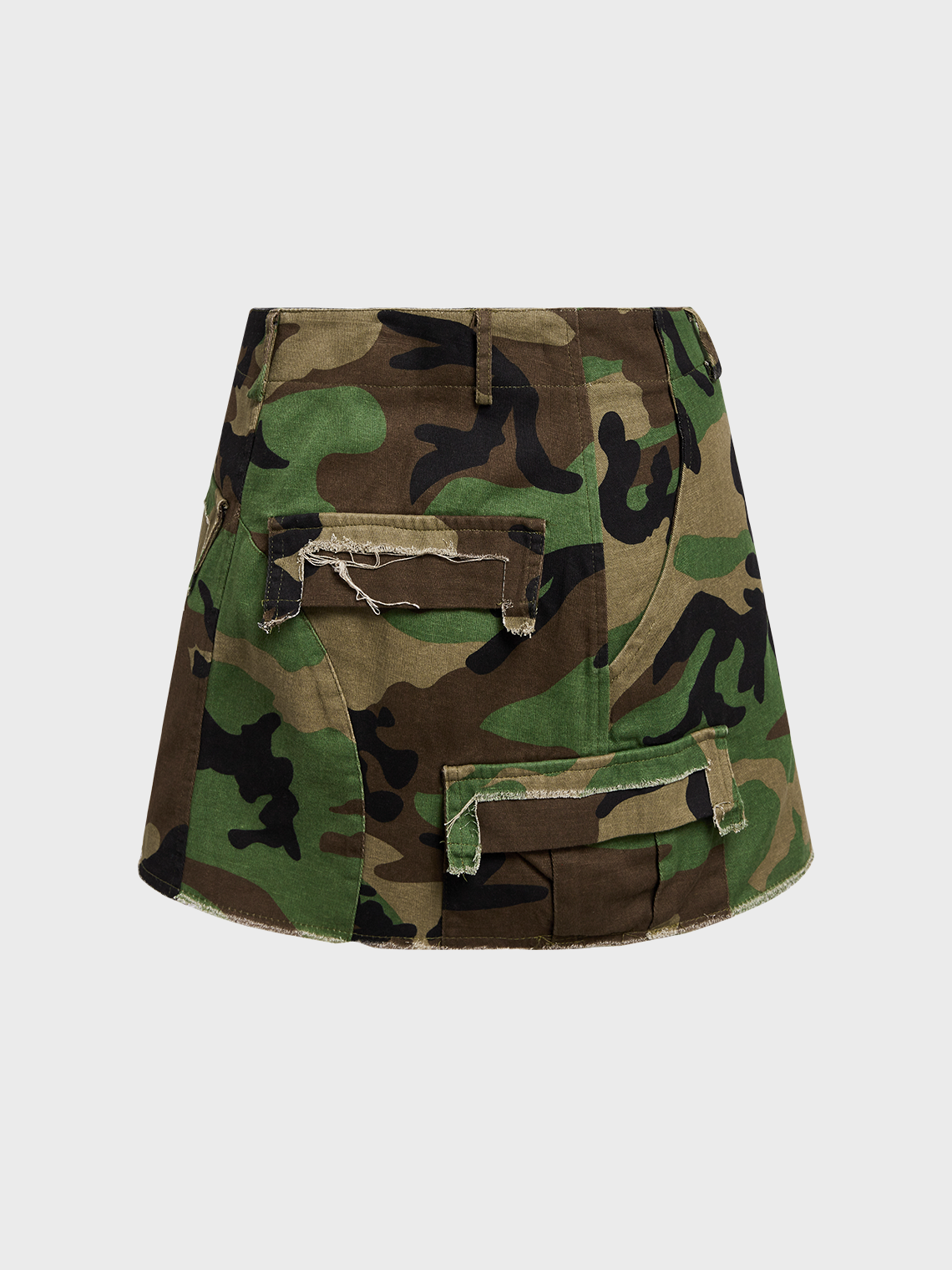 Street Green Camo Button Bottom Skirt