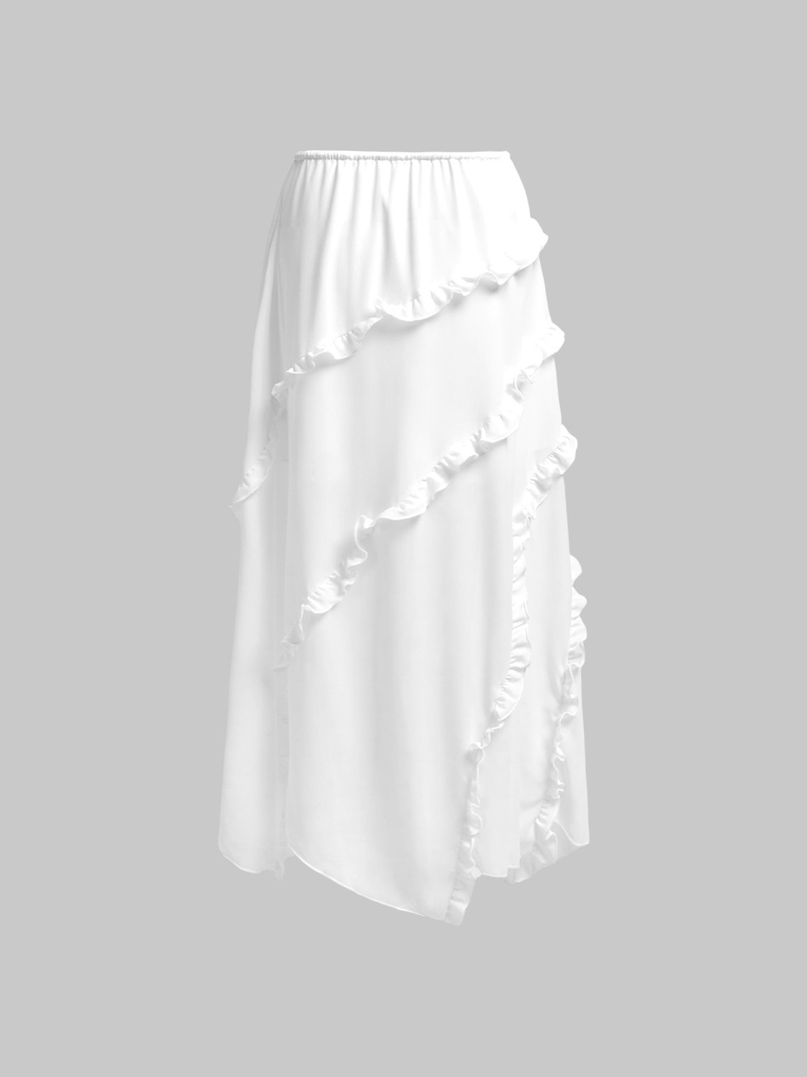 Ruffles Slit Plain Maxi Skirt