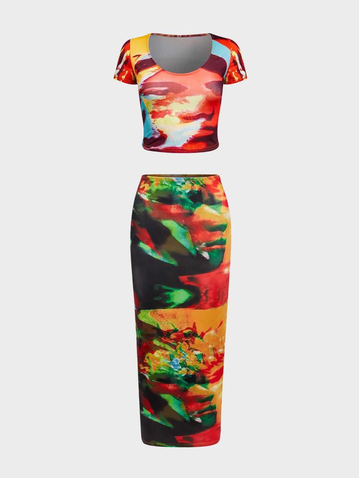 Edgy Multicolor Body print Two-Piece Set