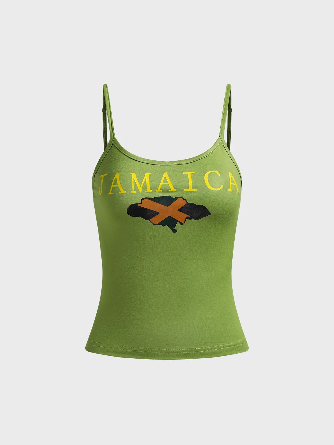 Jamaica Tight Text Letters Spaghetti Cami Top