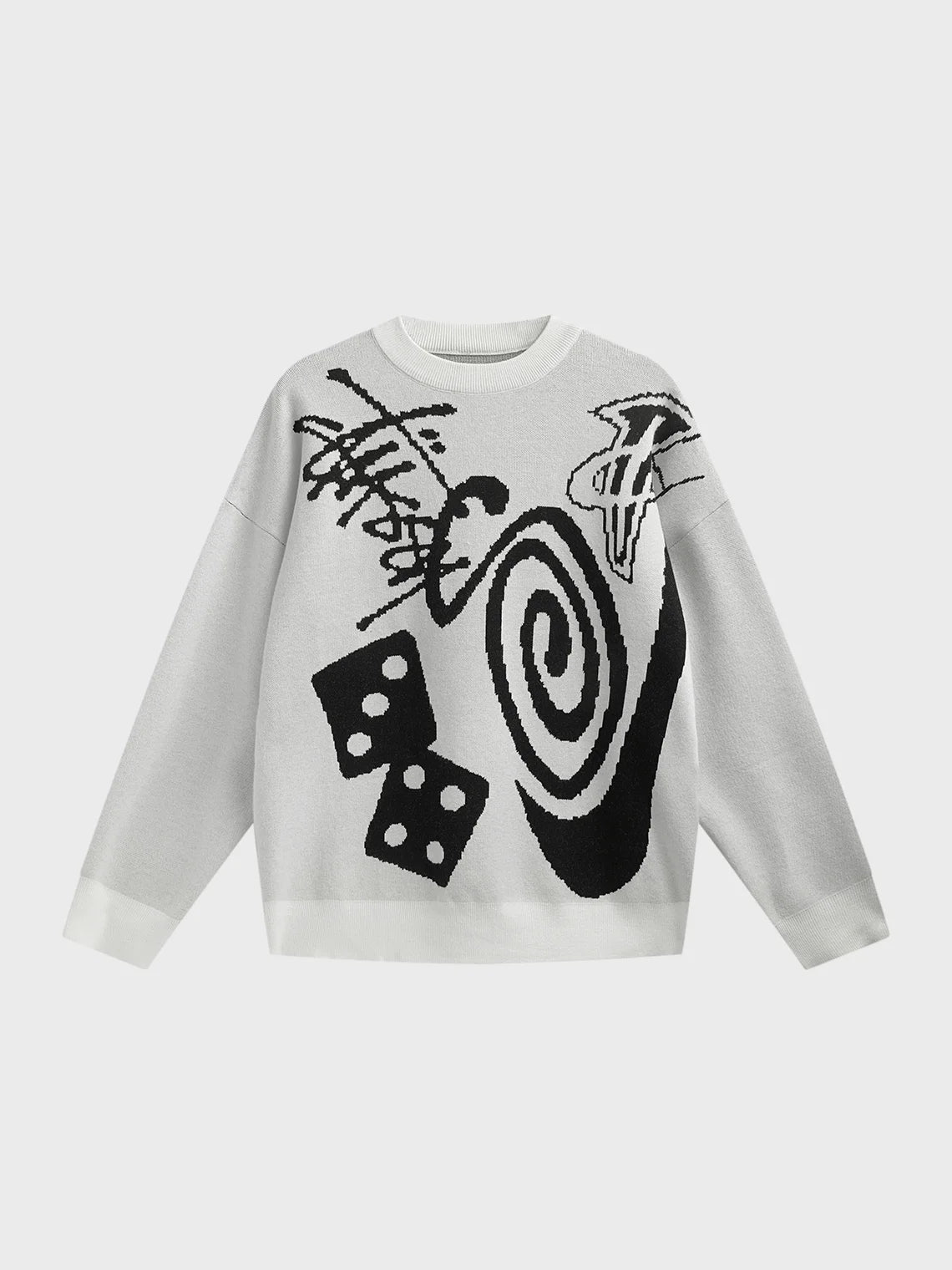 Crew Neck Painting Long Sleeve Sweater