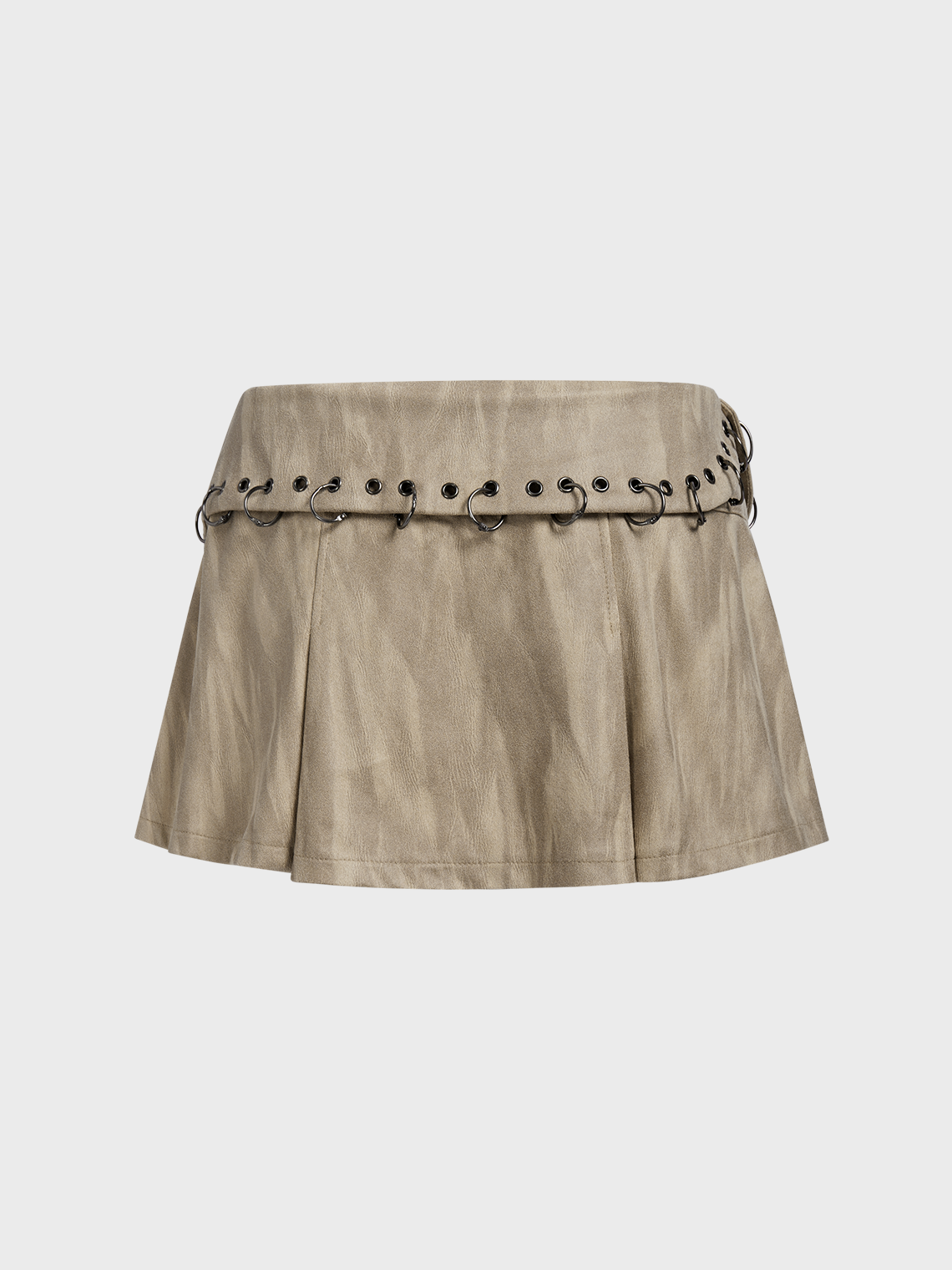 Suede Metal Detail Gradient Short Skirt