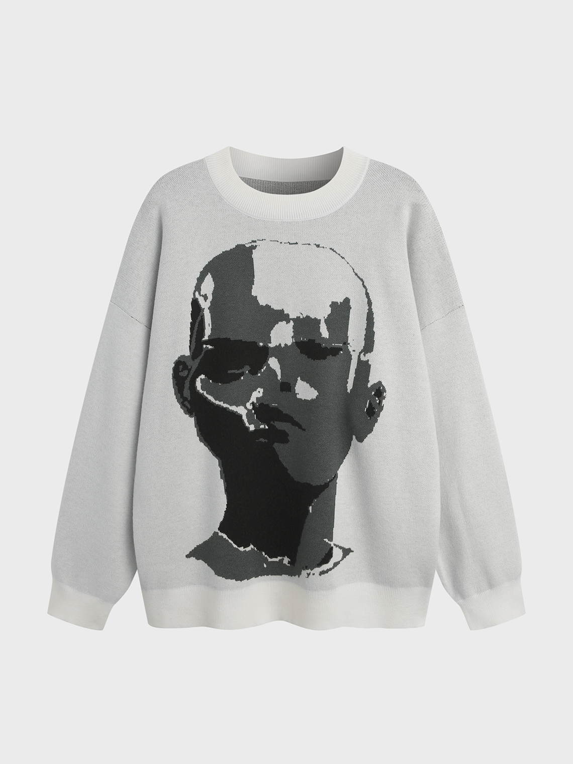 Crew Neck Figure Long Sleeve Sweater