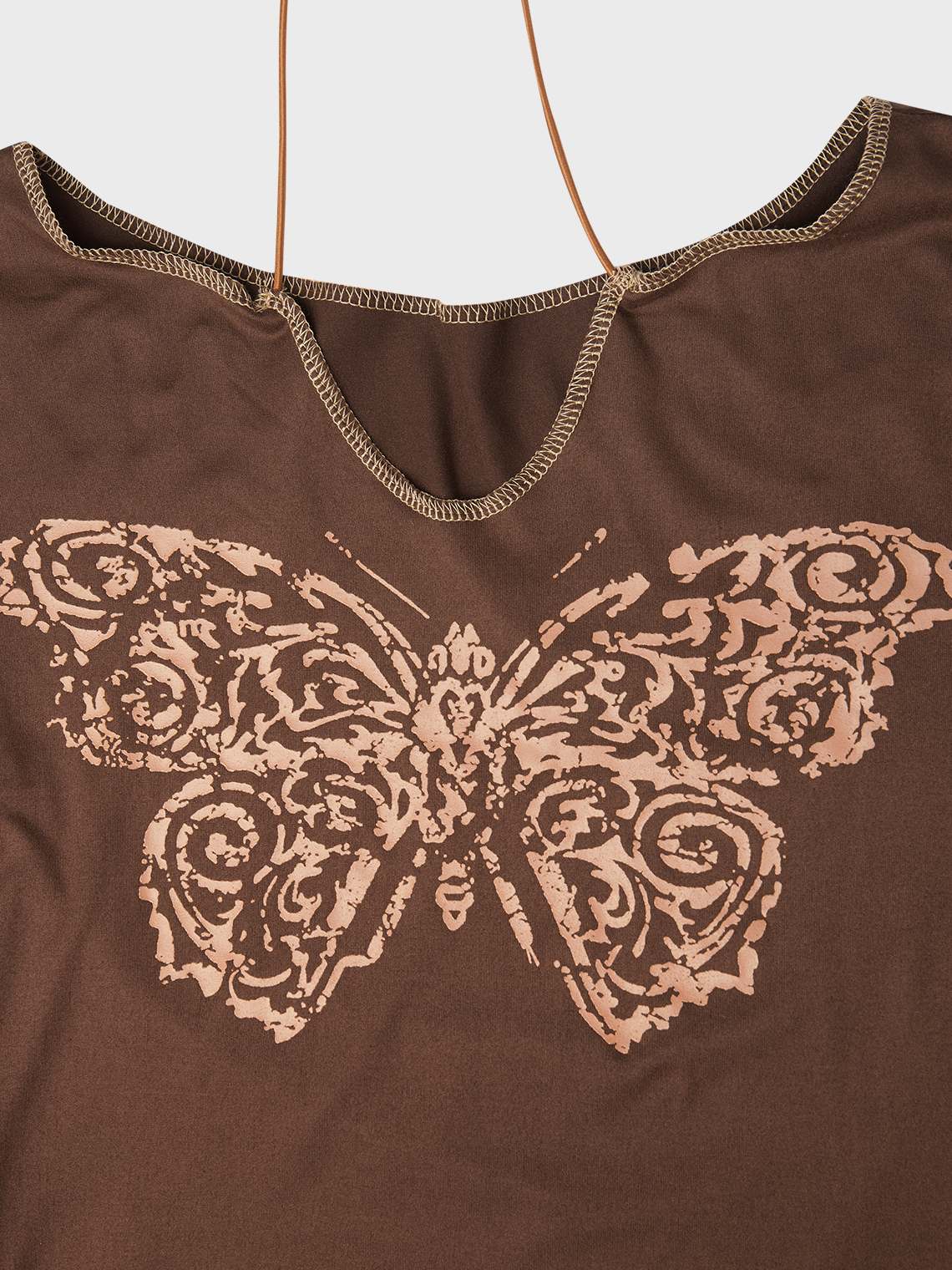 Notched Butterfly Long Sleeve T-Shirt