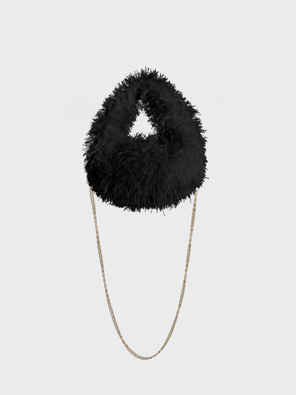 Artificial Fur Plain Clutch Bag