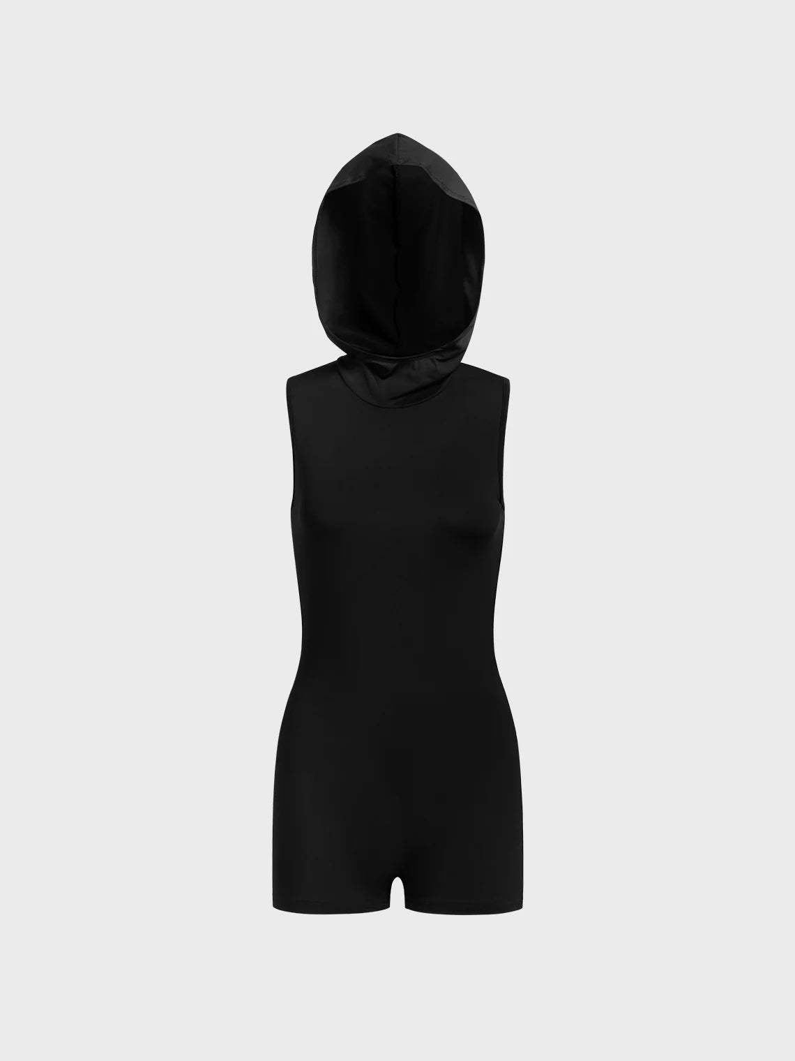 Backless Hoodie Plain Sleeveless Romper