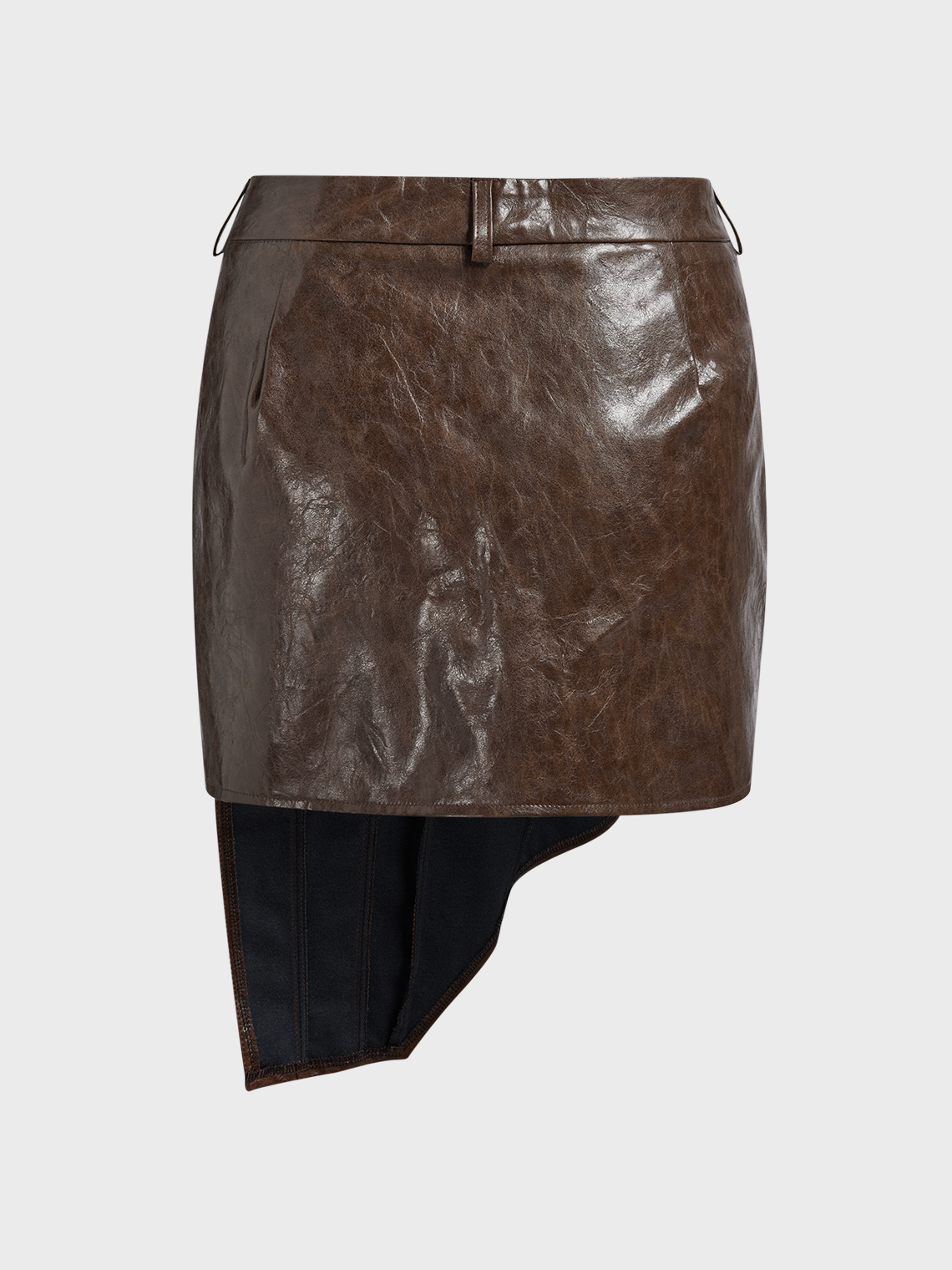 PU Plain Short Skirt