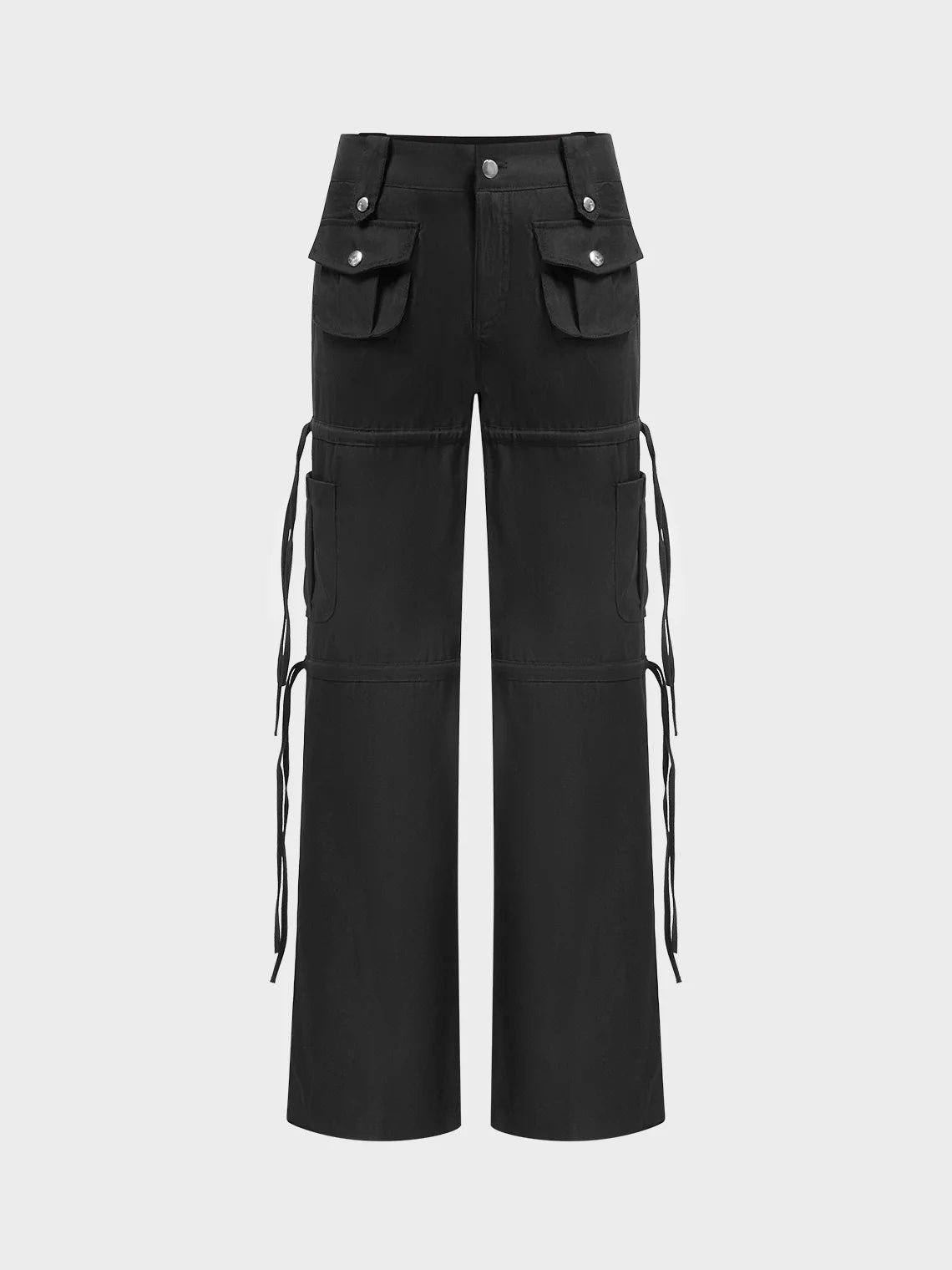 Pockets Drawstring Plain Cargo Pants