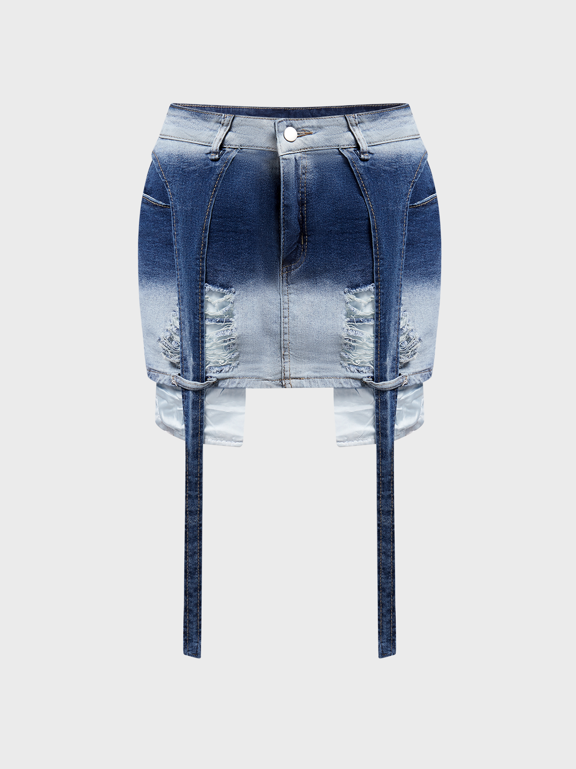 Cotton Ombre Short Denim Skirt