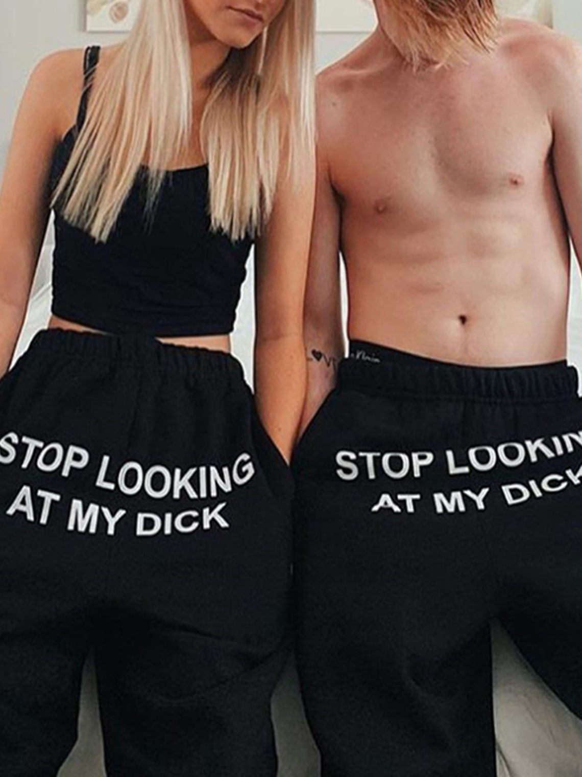 Graphic Text Letters Harem Sweatshirt Pants