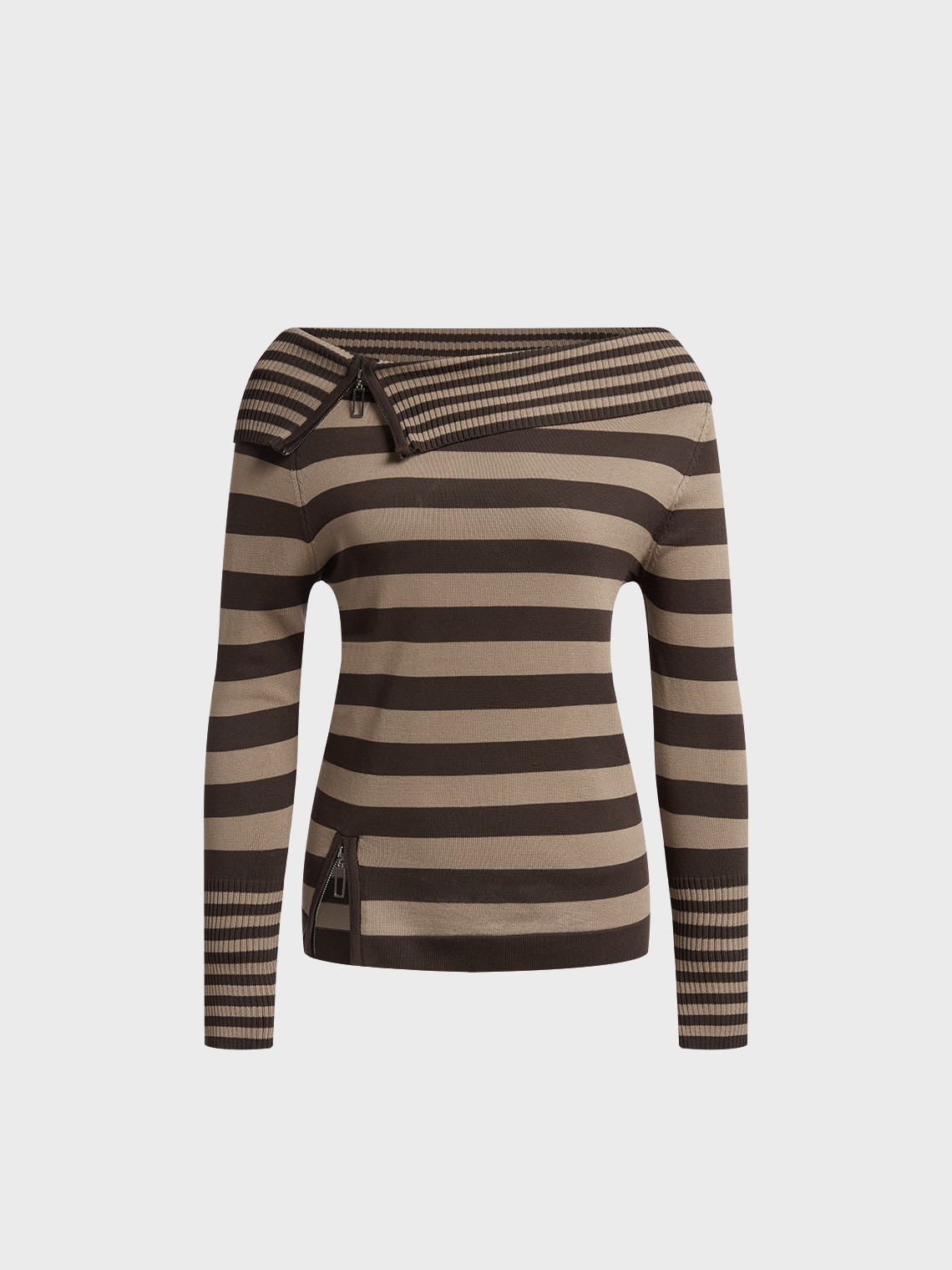 Boat Neck Striped Long Sleeve Shirt