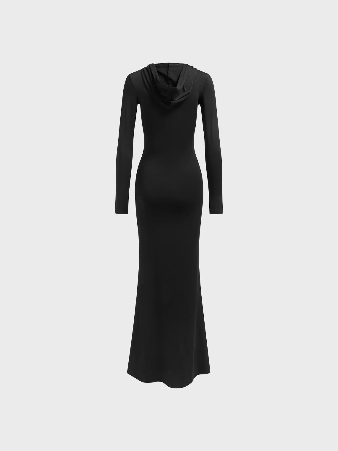 Hooded Plain Long Sleeve Maxi Dress