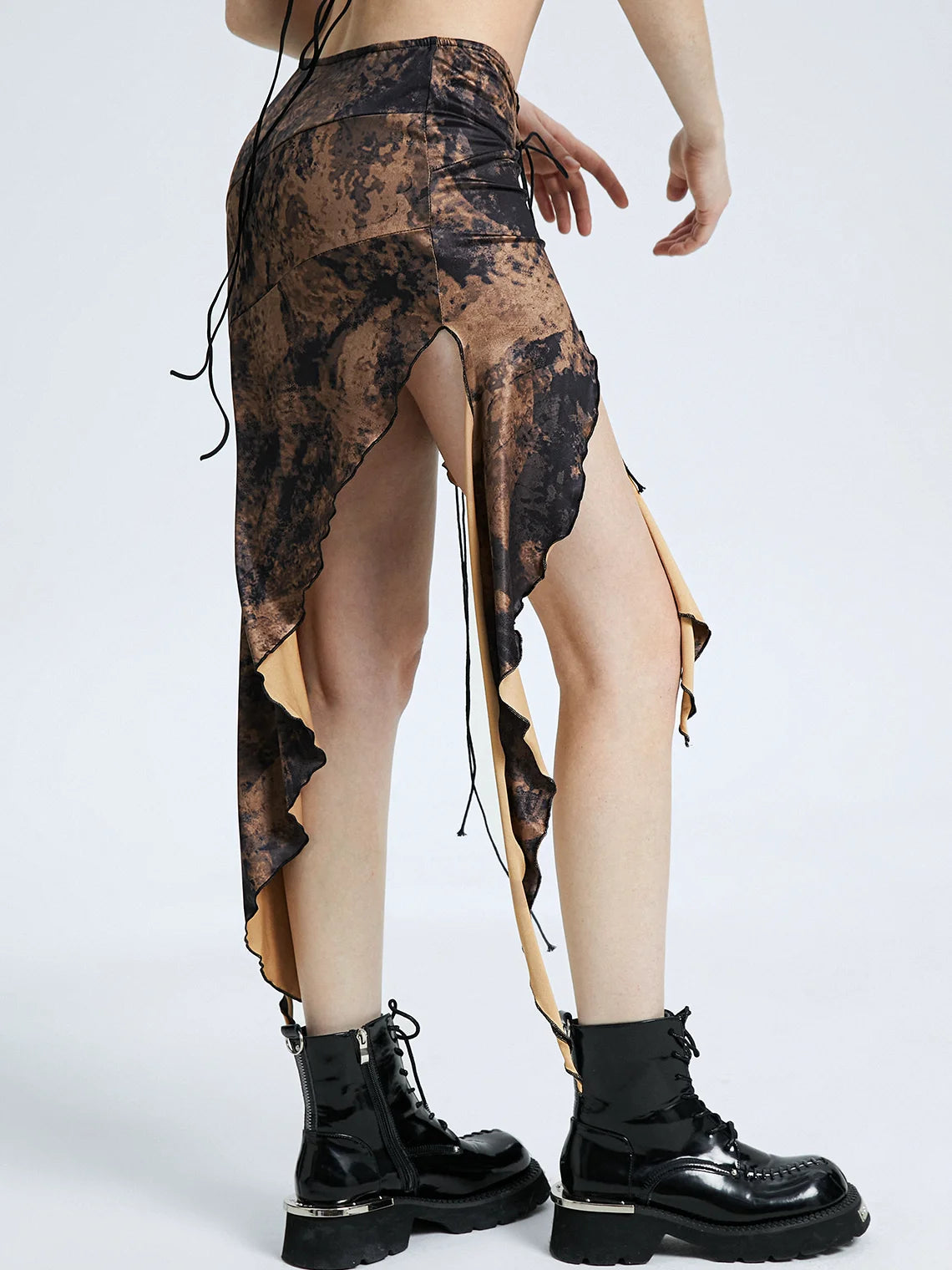 Y2k Brown Slit Bottom Skirt