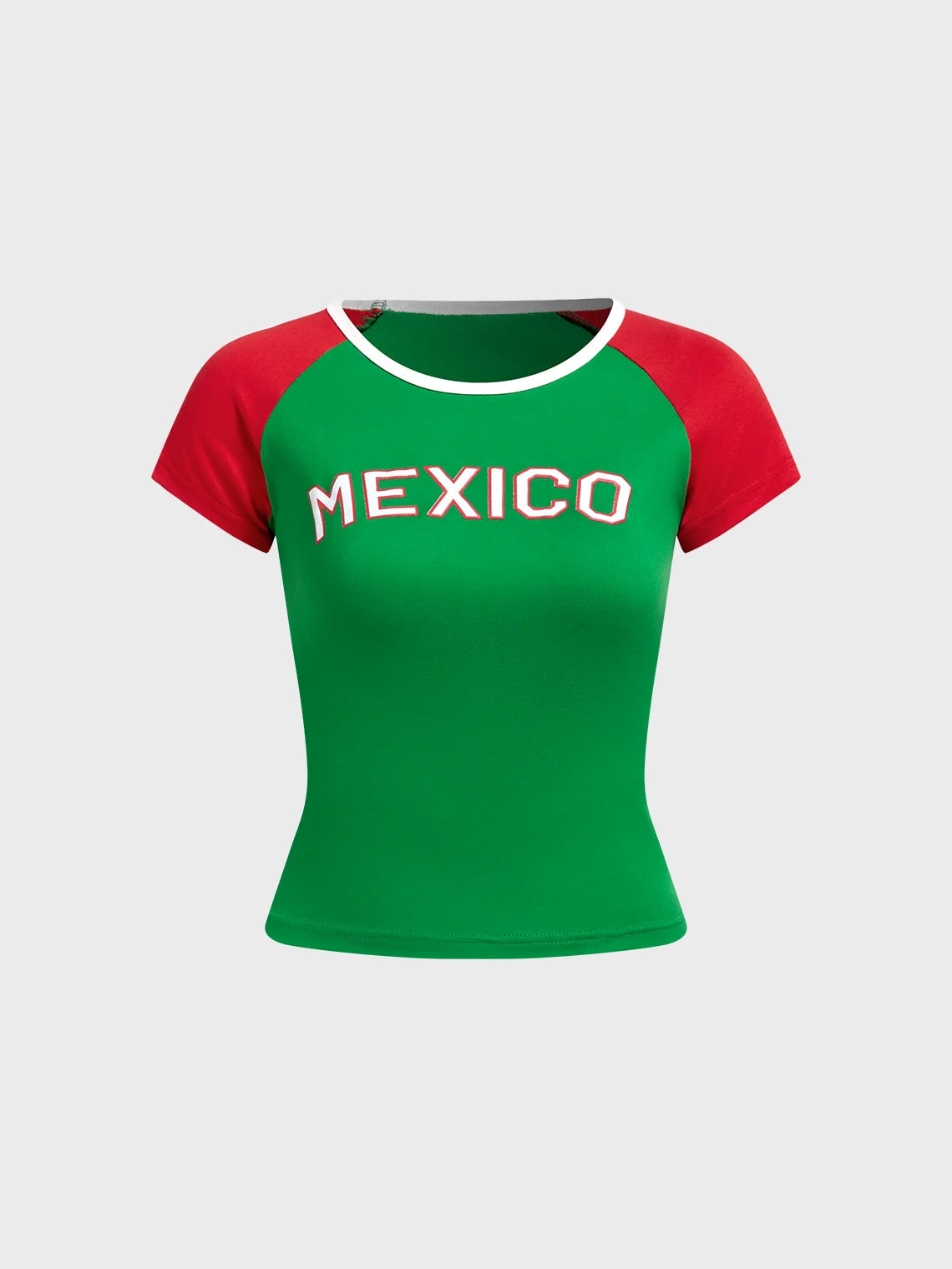 Mexico Crew Neck Color Block Short Sleeve T-Shirt