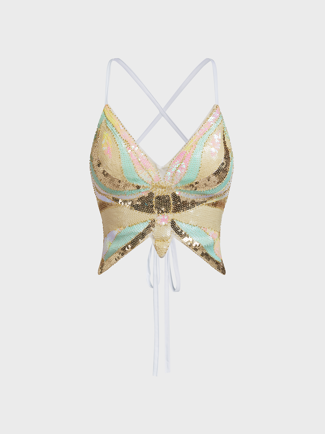 Sequin Halter Butterfly Cami Top