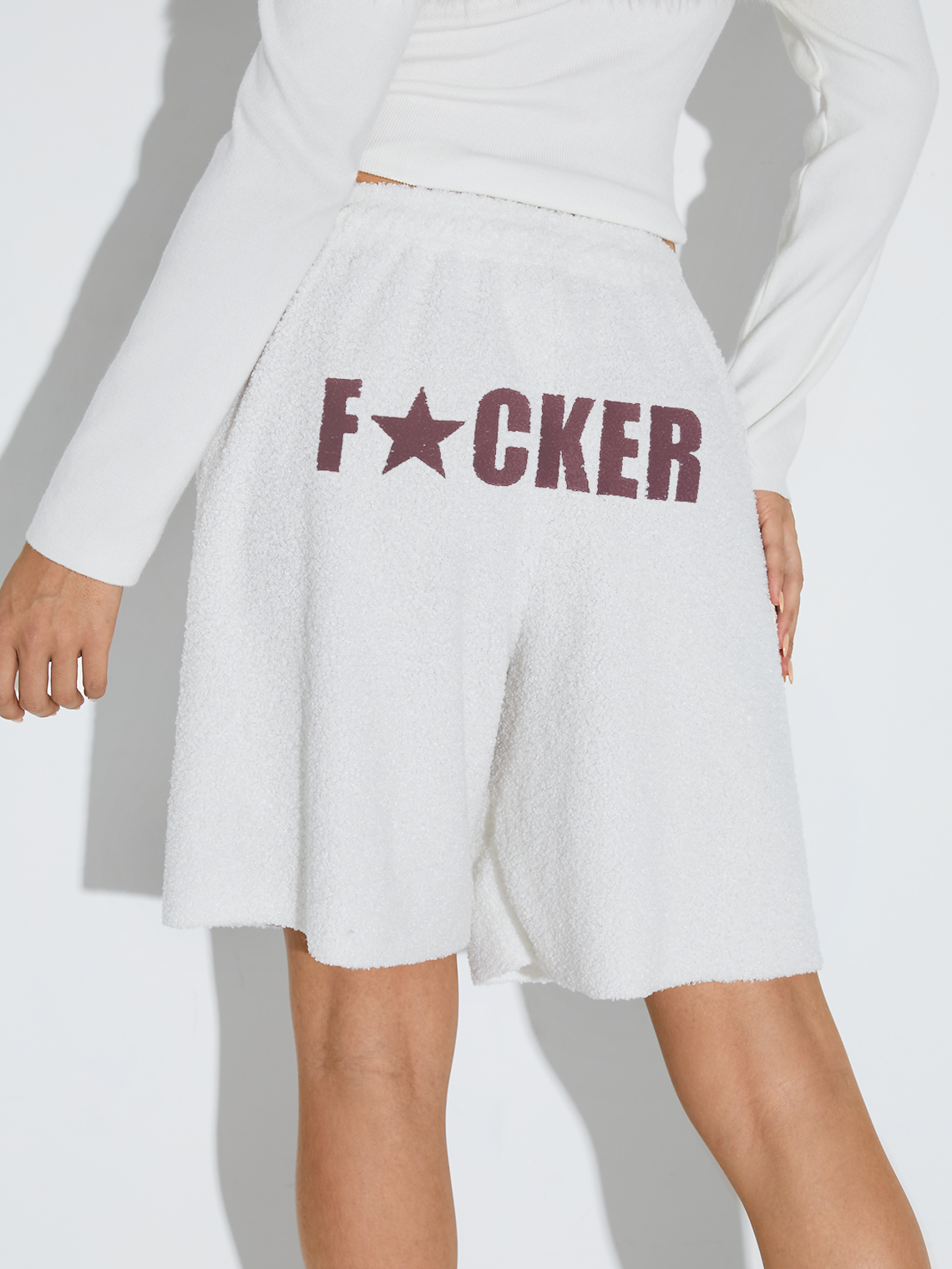 Embroidery Text Letters Plain Shorts