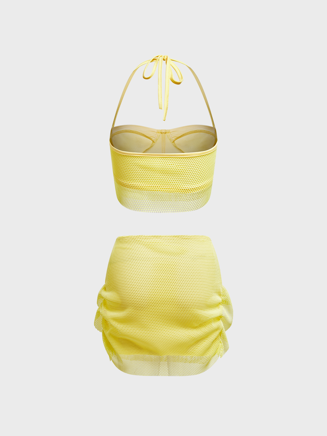 Y2k Yellow Wrinkled Double layer Two-Piece Set