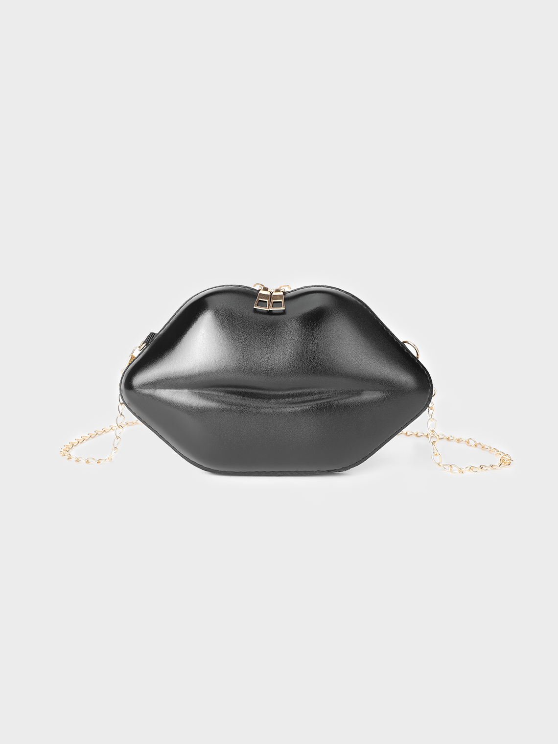 Metallic PU Sliver Lip Shape Bag