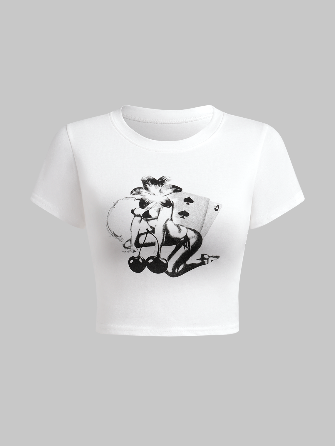 Y2k White Figure print Top T-Shirt