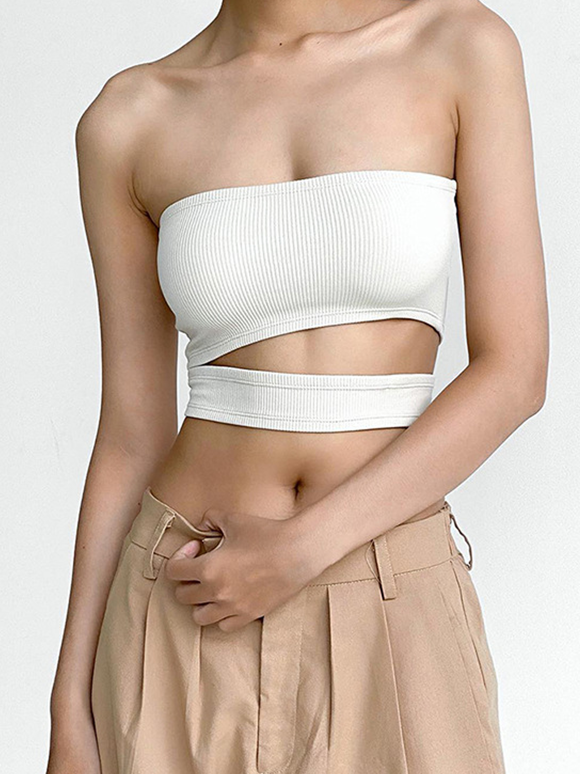 Y2k White Tube Asymmetrical design 3 way to wear Top Women Top