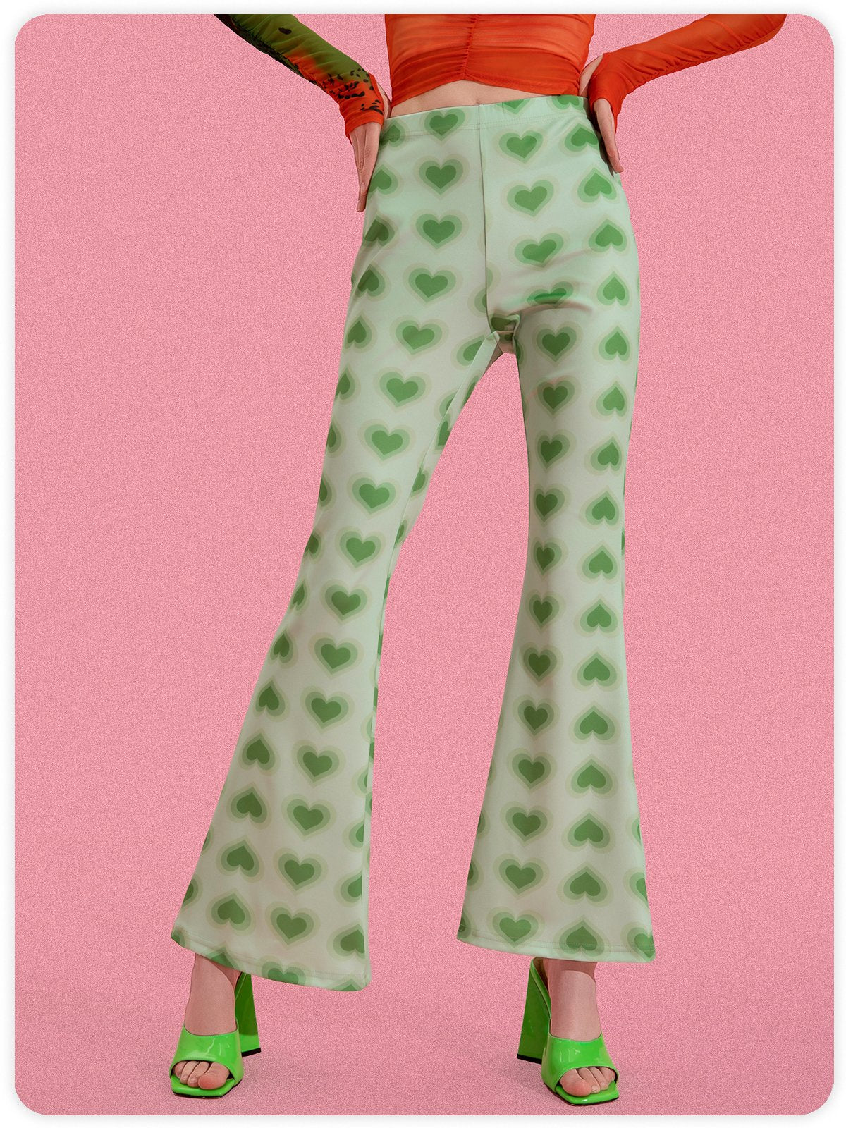 Y2K Green Flare Abstract Bottom Pants