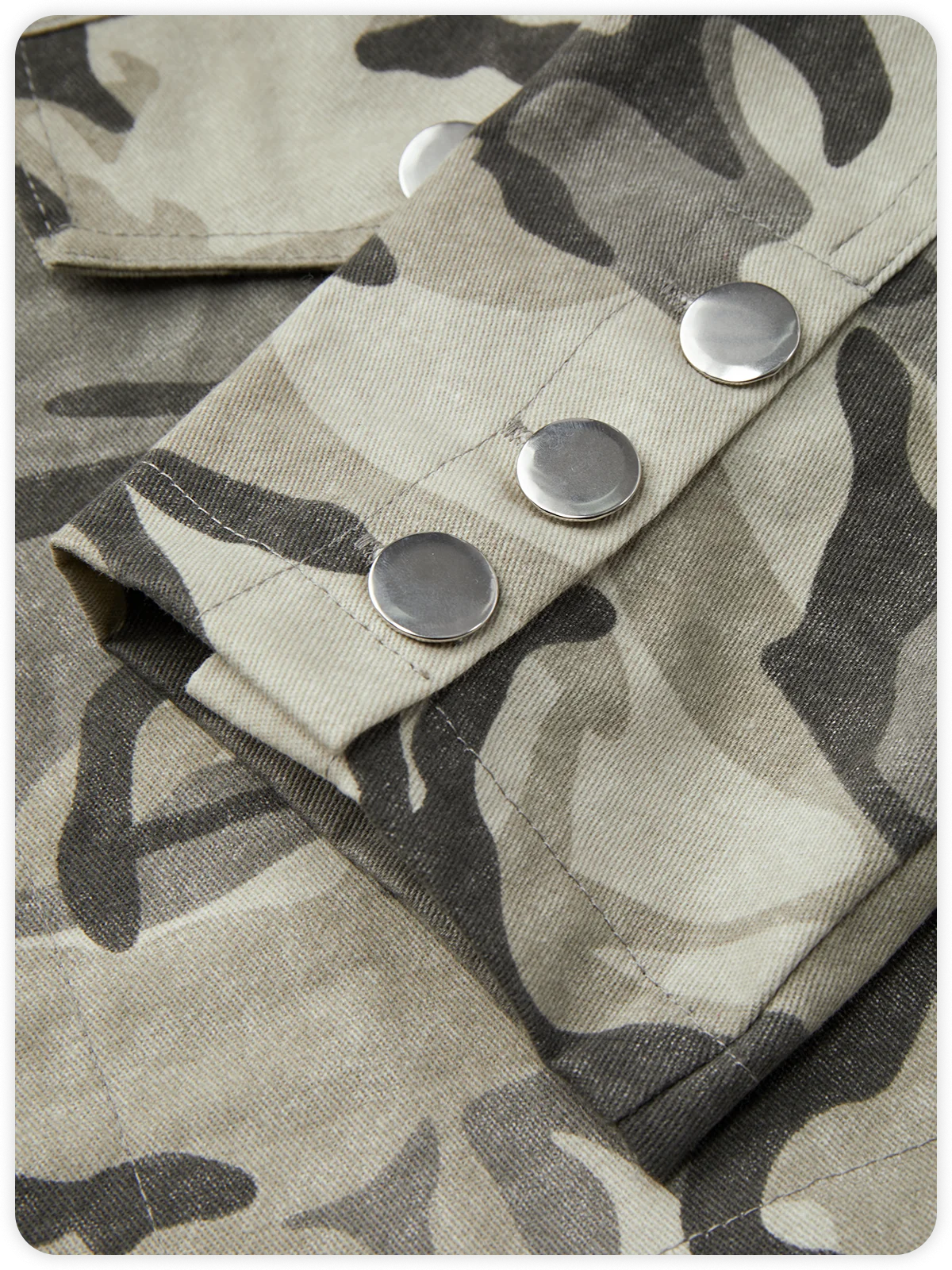 Street Gray Camo Button Top Outwear