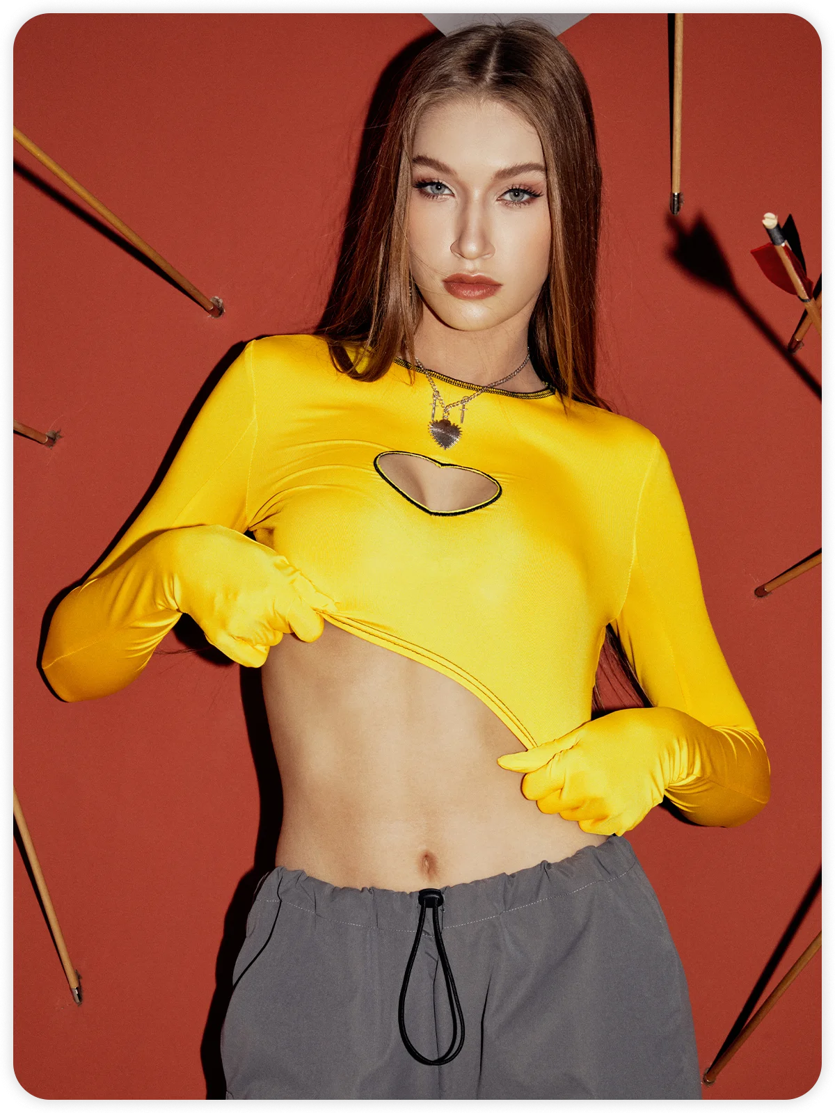 Edgy Yellow Cut Out Top T-Shirt