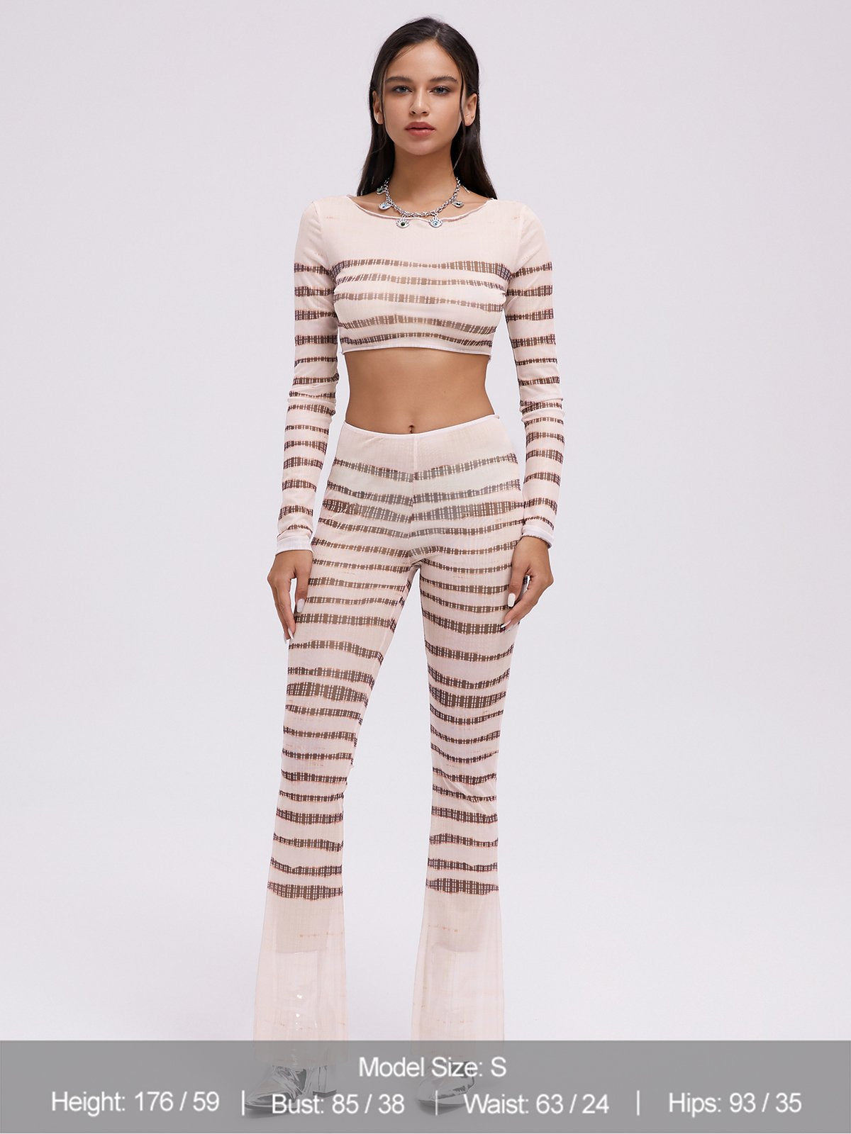 Striped Long Sleeve Top With Pants Two-Piece Set