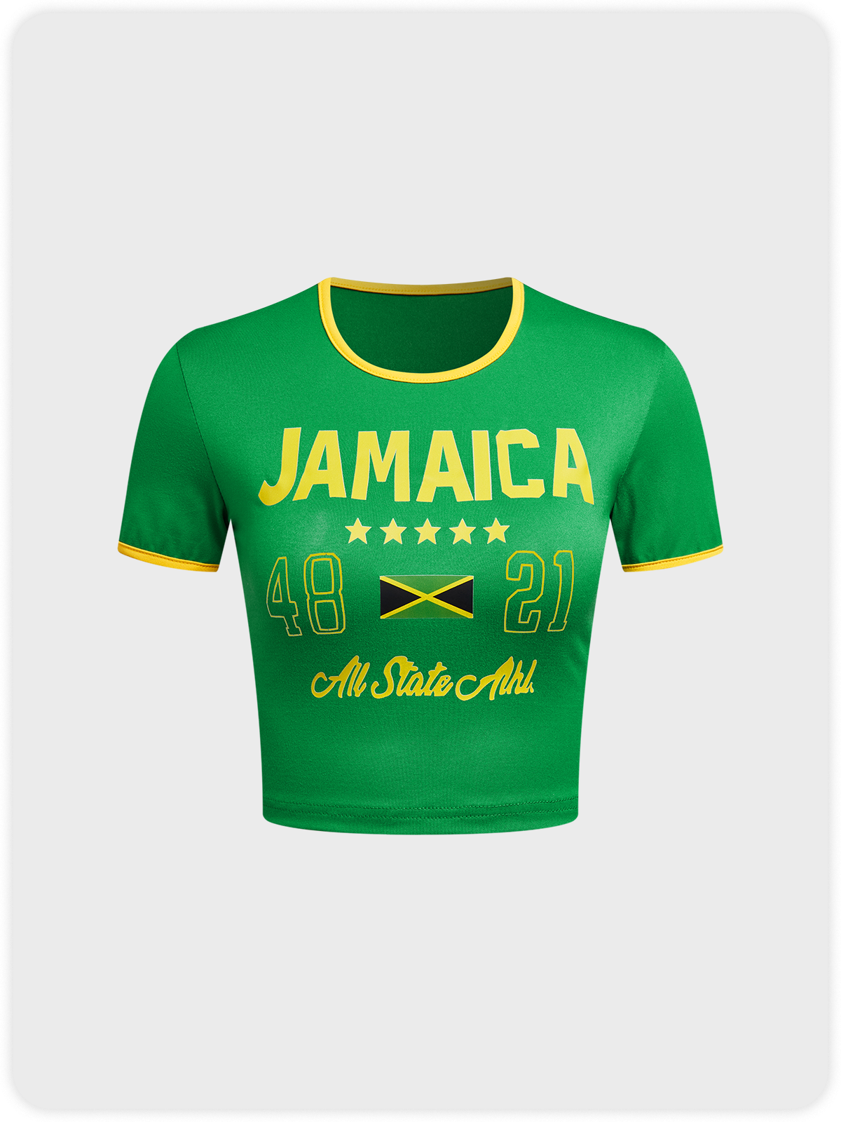 Jersey Jamaica Crew Neck Color Block Short Sleeve T-Shirt