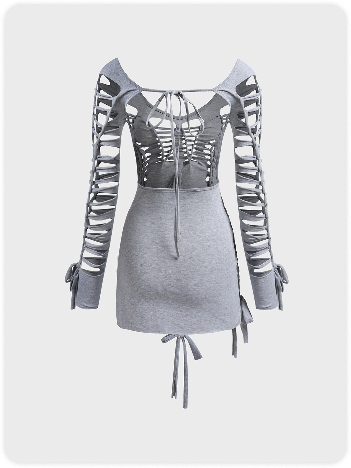 Edgy Gray Cut out Asymmetrical design Backless Dress Mini Dress