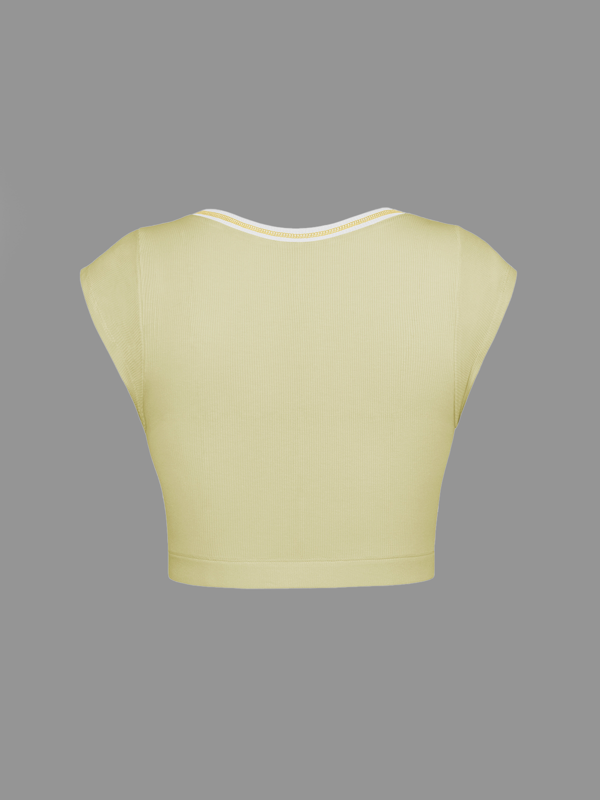 Notched Plain Sleeveless T-Shirt