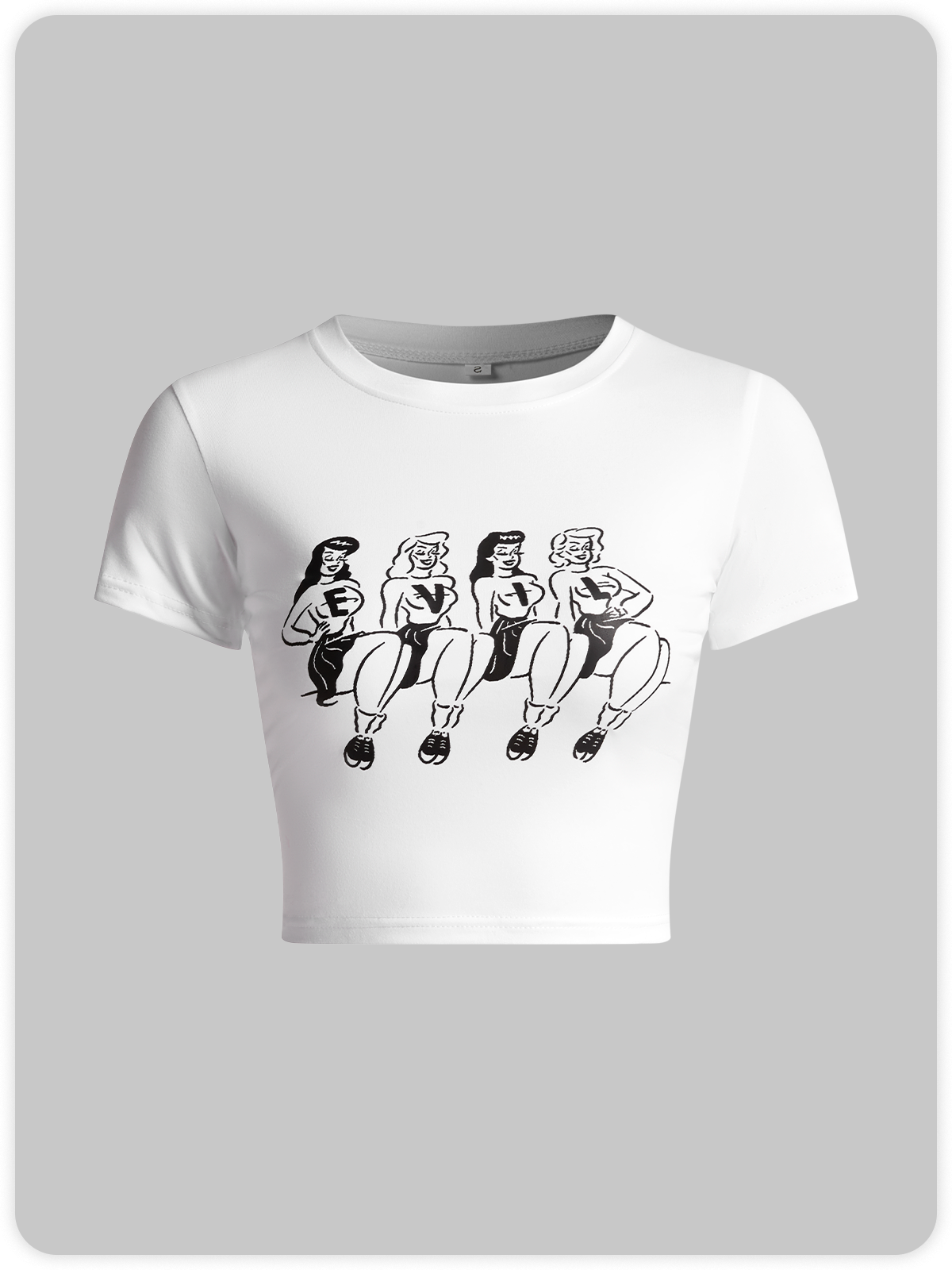 Y2k White Cartoon Top T-Shirt