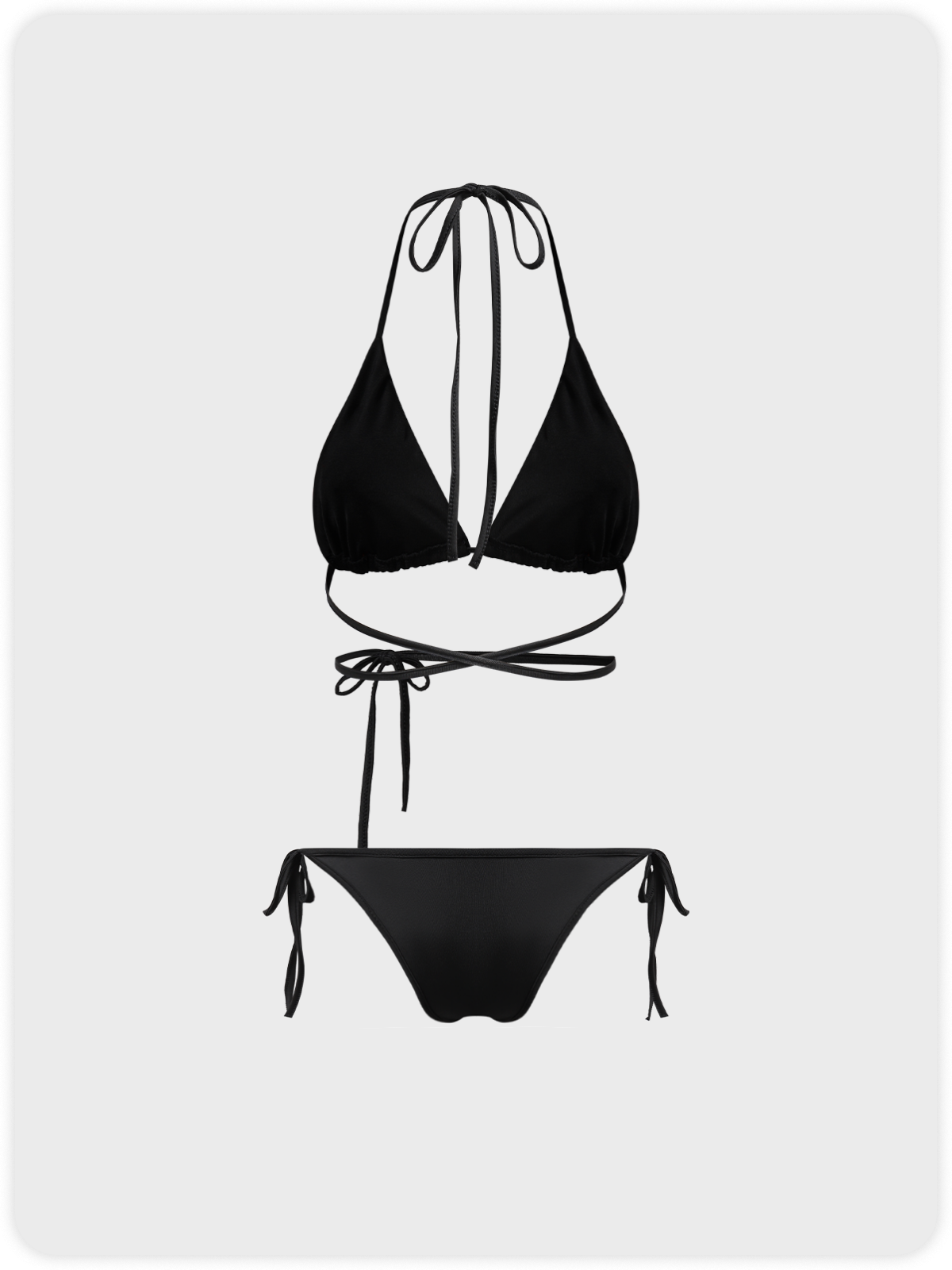 Edgy Black Color block Tie-up Bikini Set