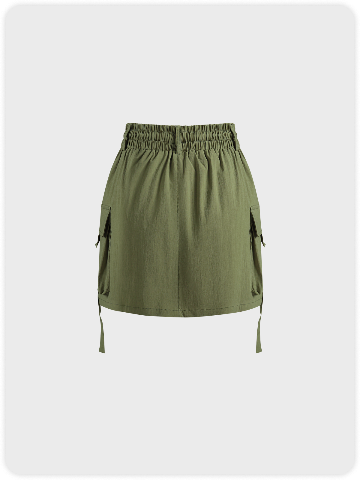 Nylon Pockets Cargo Plain Short Skirt