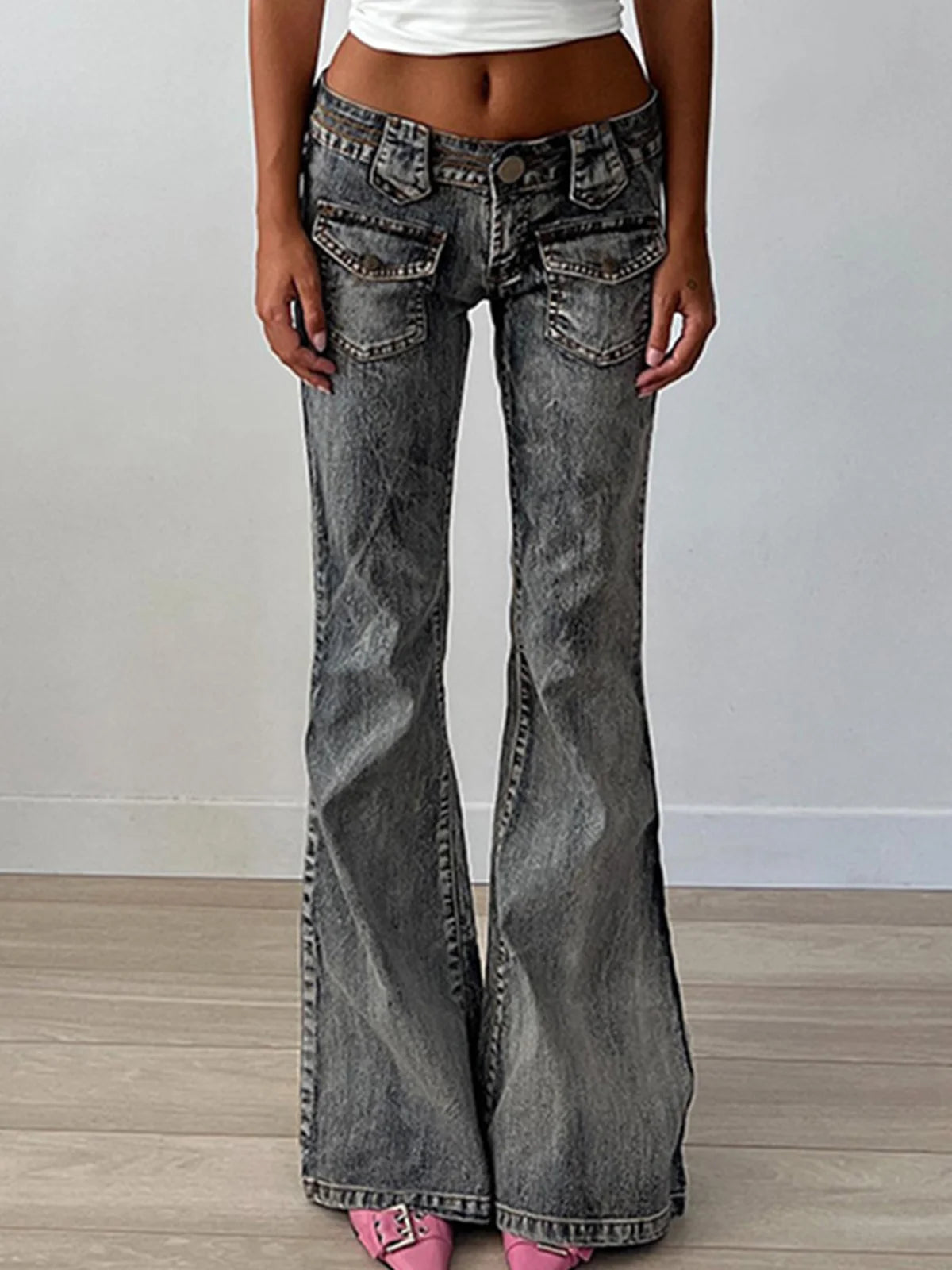 Plain Bell-Bottomtrousers Jeans