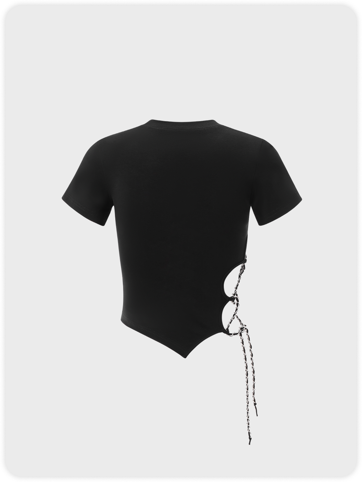 Street Black Asymmetrical Design Cut Out Letter Top T-Shirt