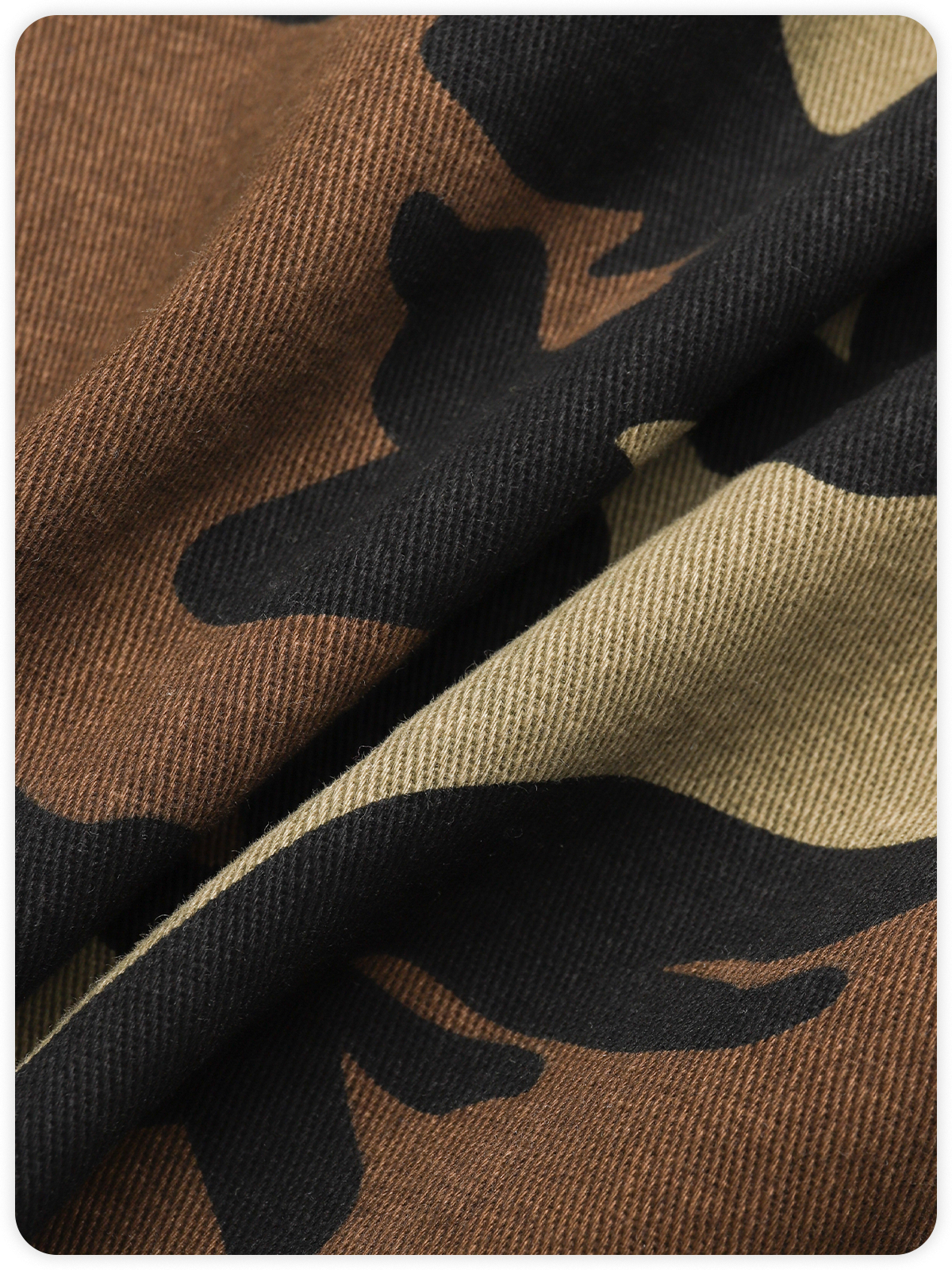 Camouflage Raw Edge Shawl Collar Camo Cap Sleeve Shirt