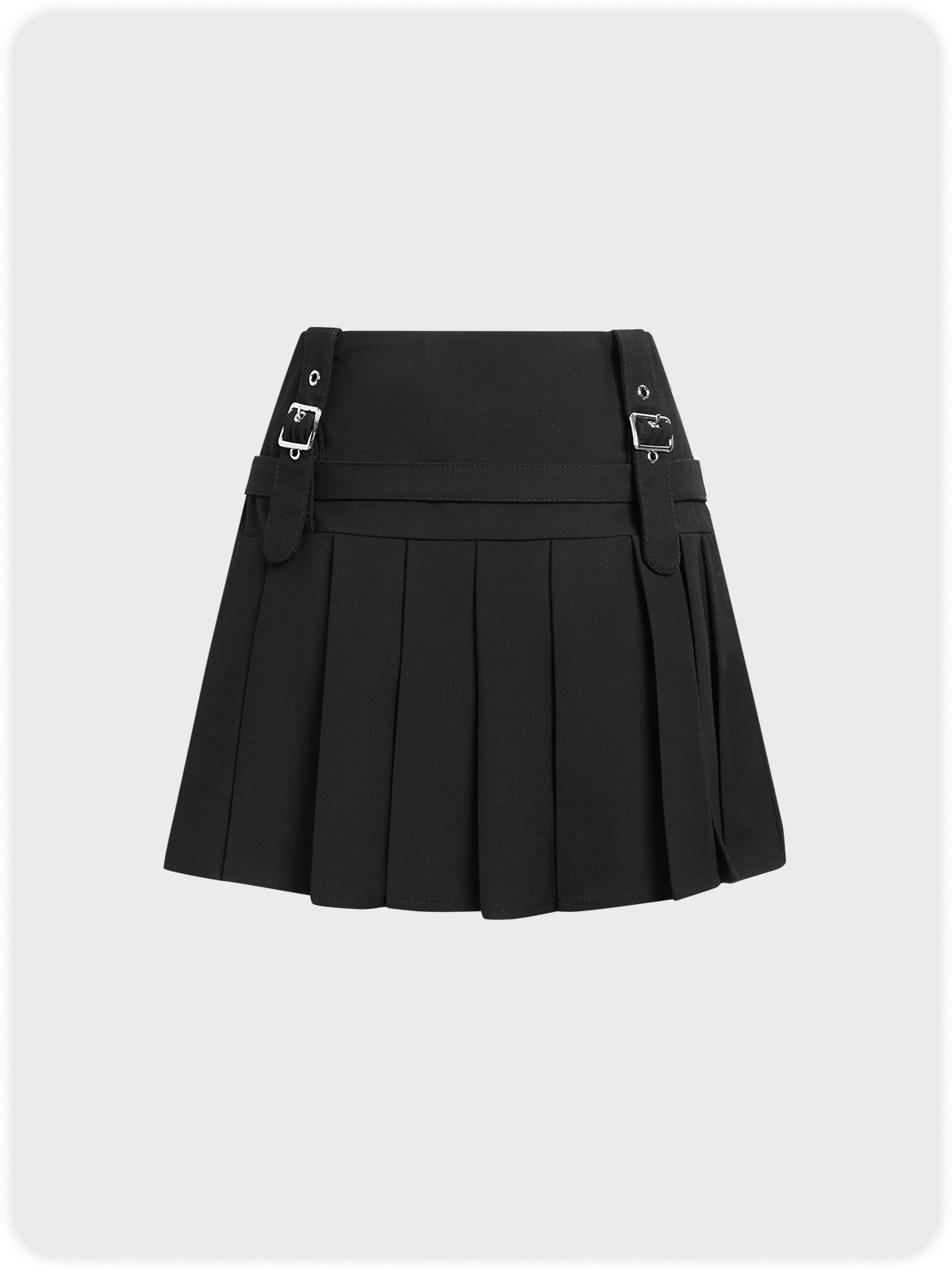 Belt Pleated Plain Short Skirt