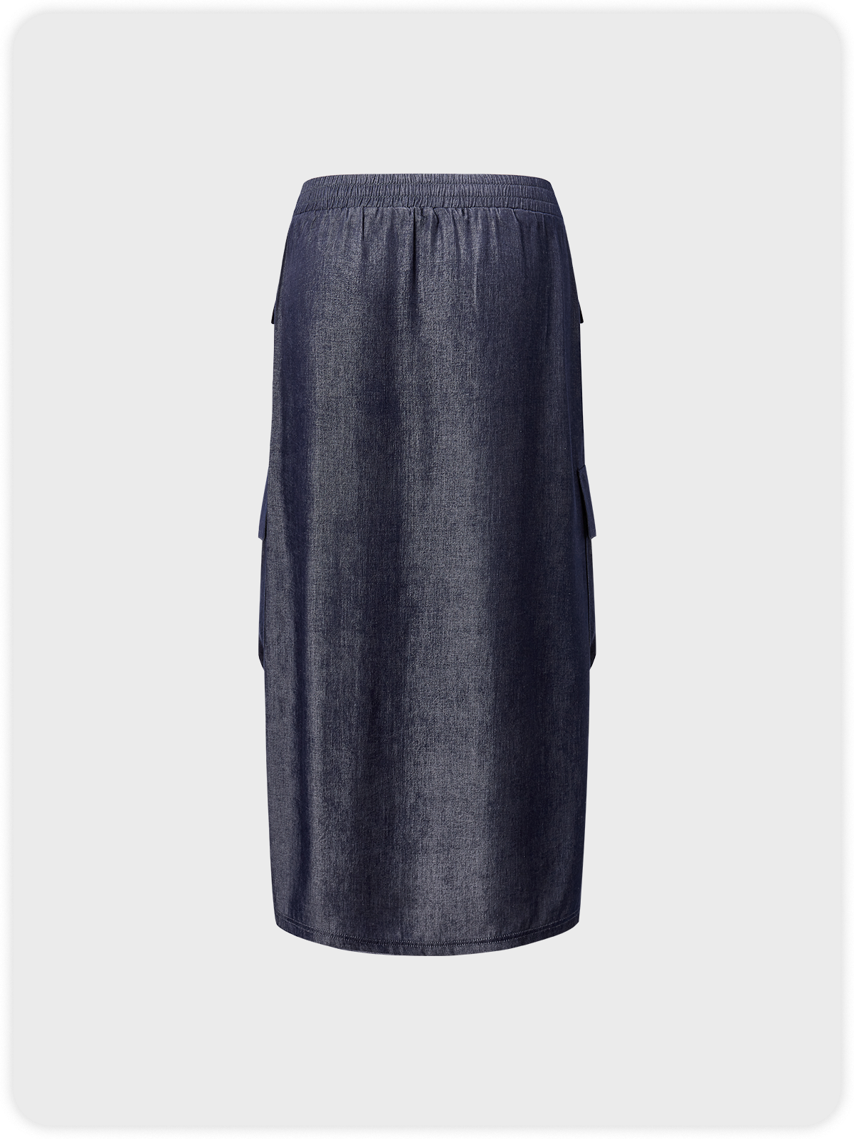 Street Dark Blue Pockets Zipper Bottom Skirt