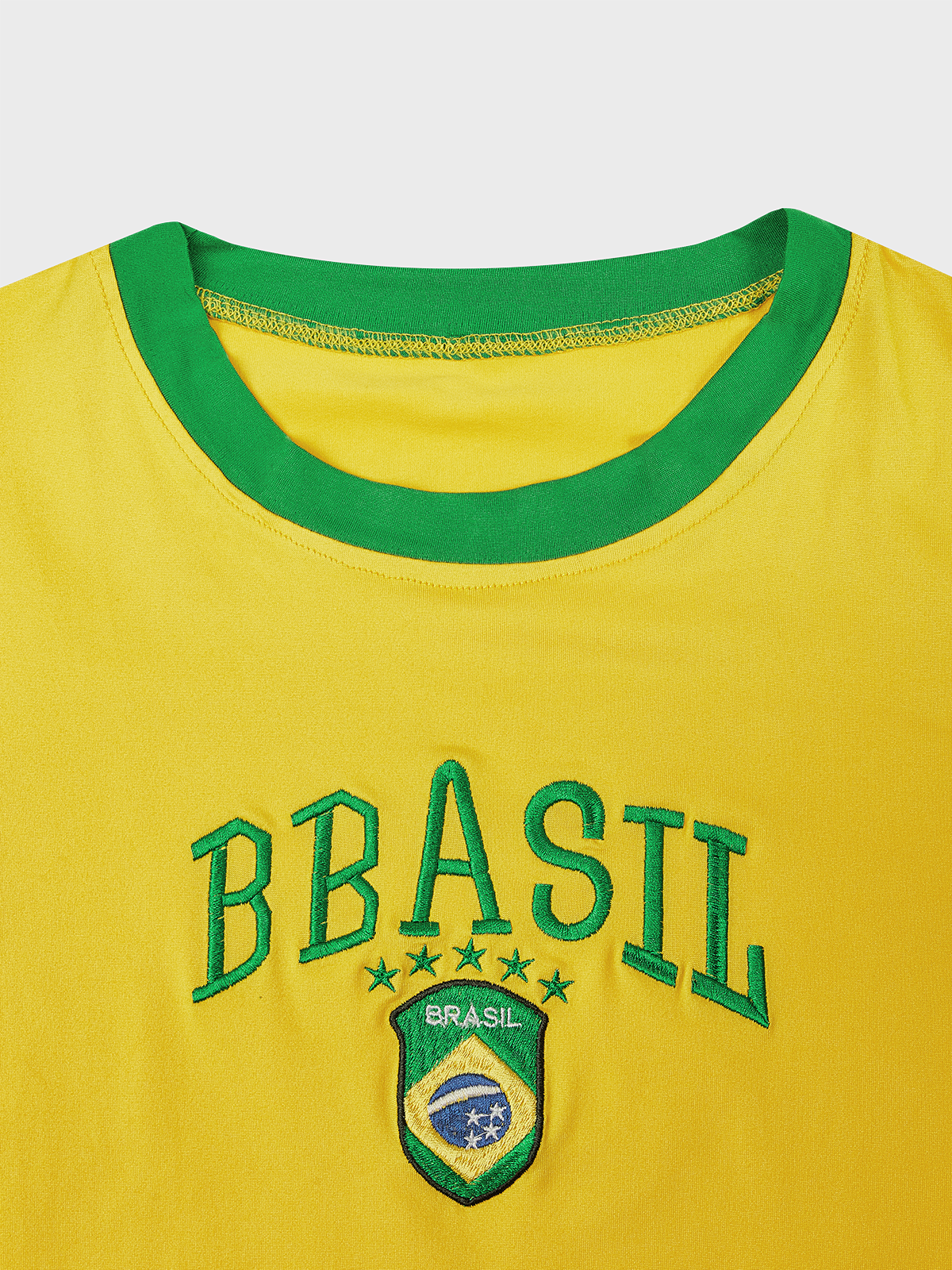 Brasil Crew Neck Color Block Short Sleeve T-Shirt