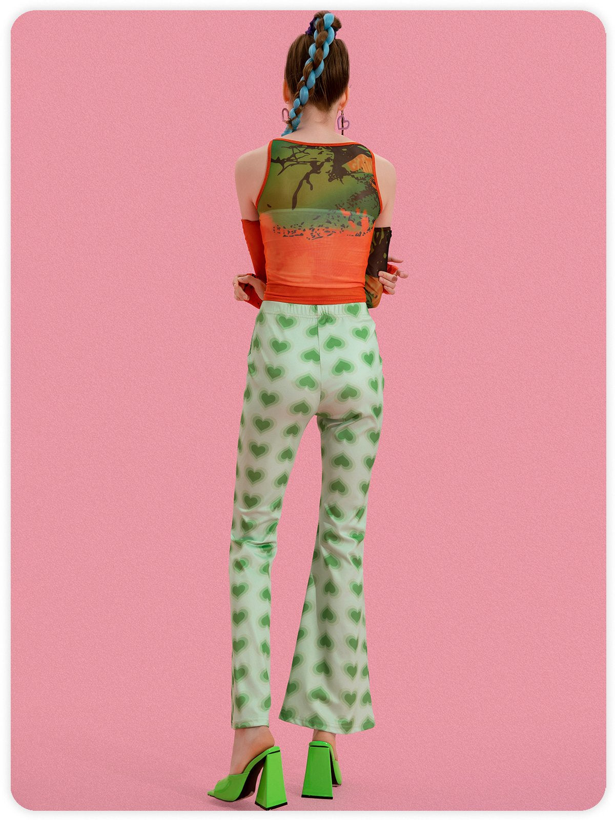 Y2K Green Flare Abstract Bottom Pants