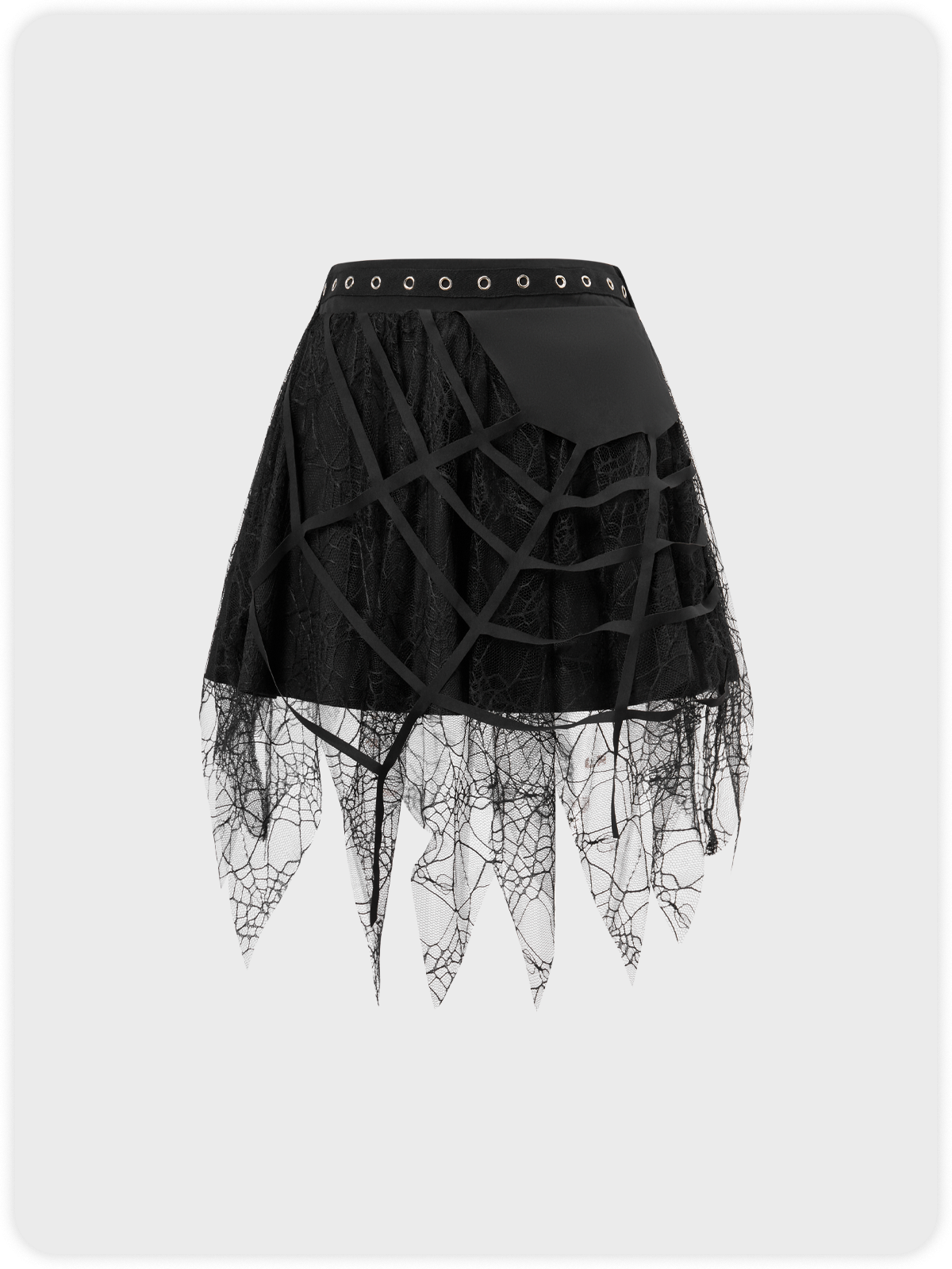 Punk Black Double Layer Irregular Hem Halloween Bottom Skirt