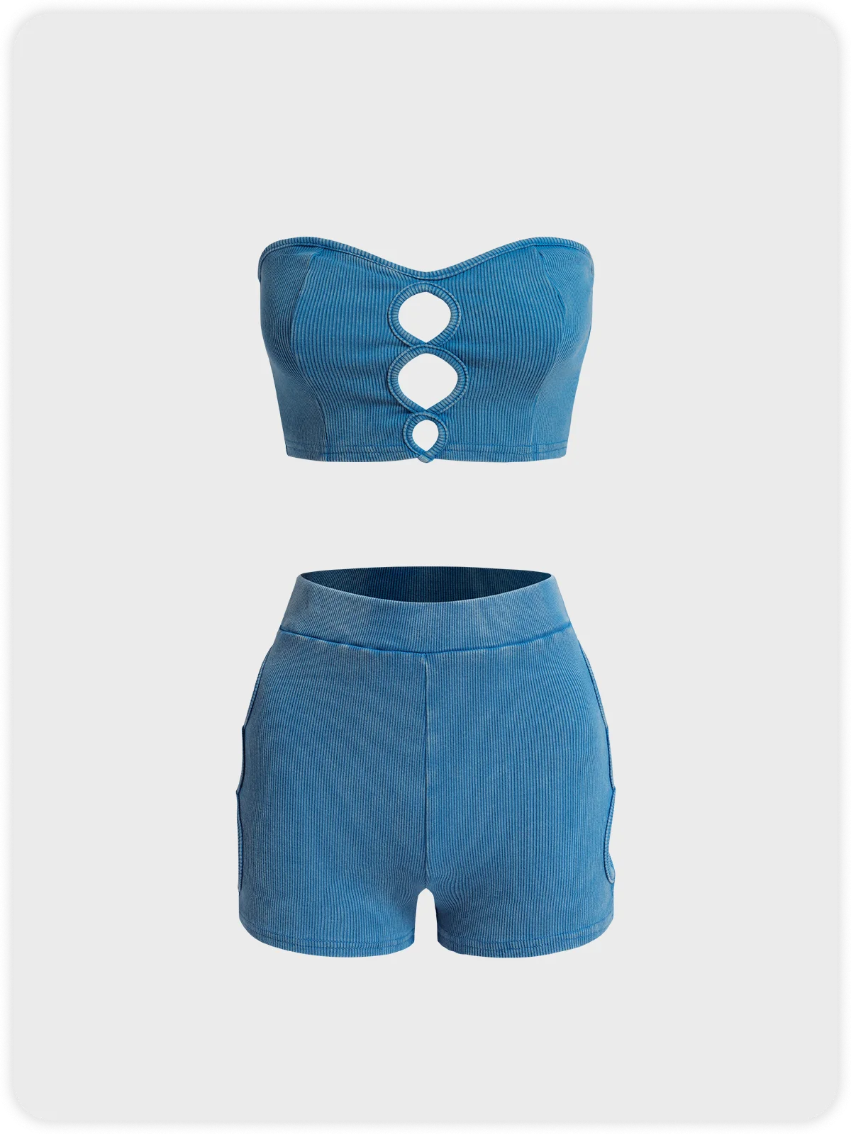 Street Blue Cut out Two-Piece Set