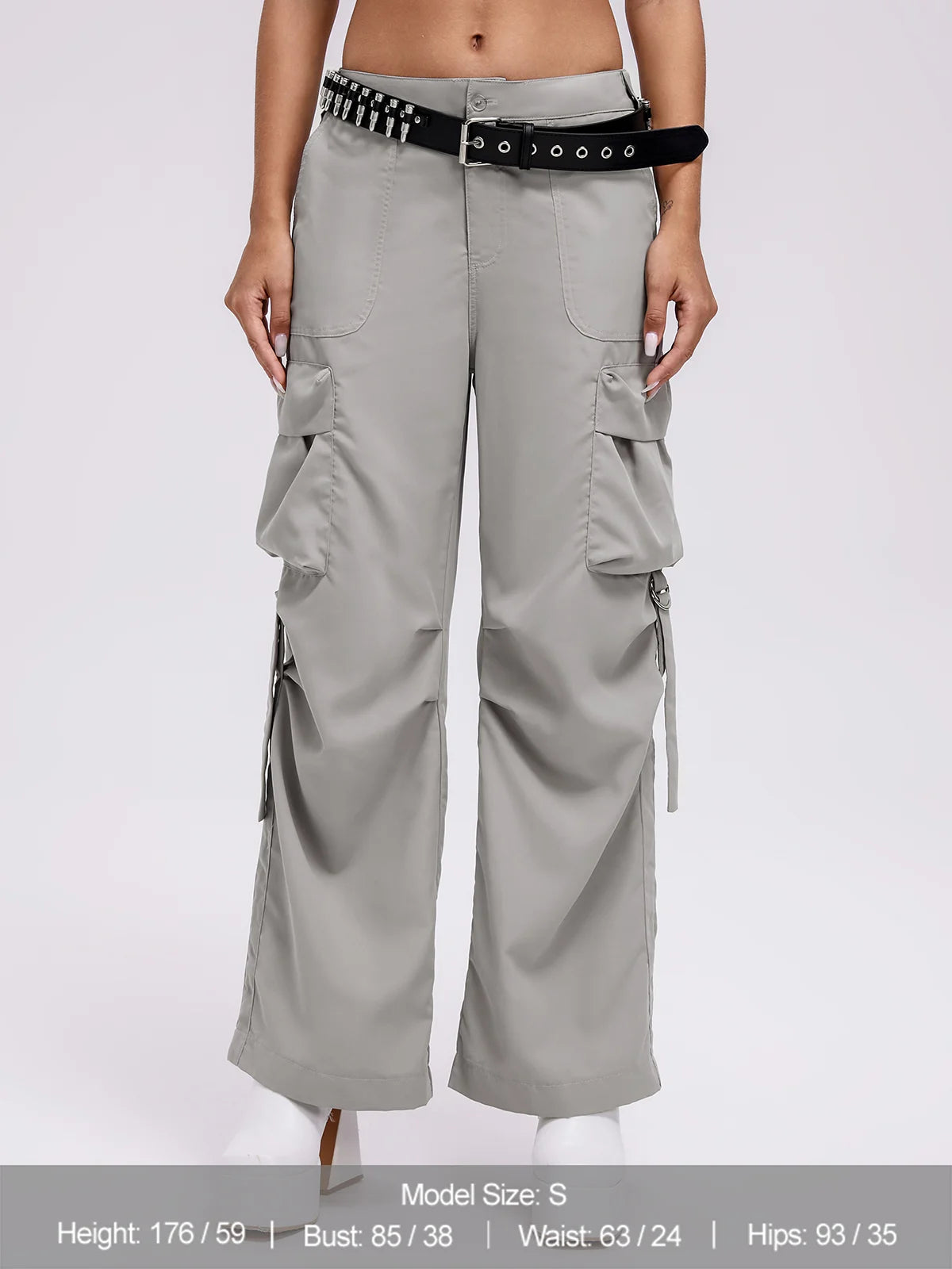 High Waist Plain Pocket Cargo Pants