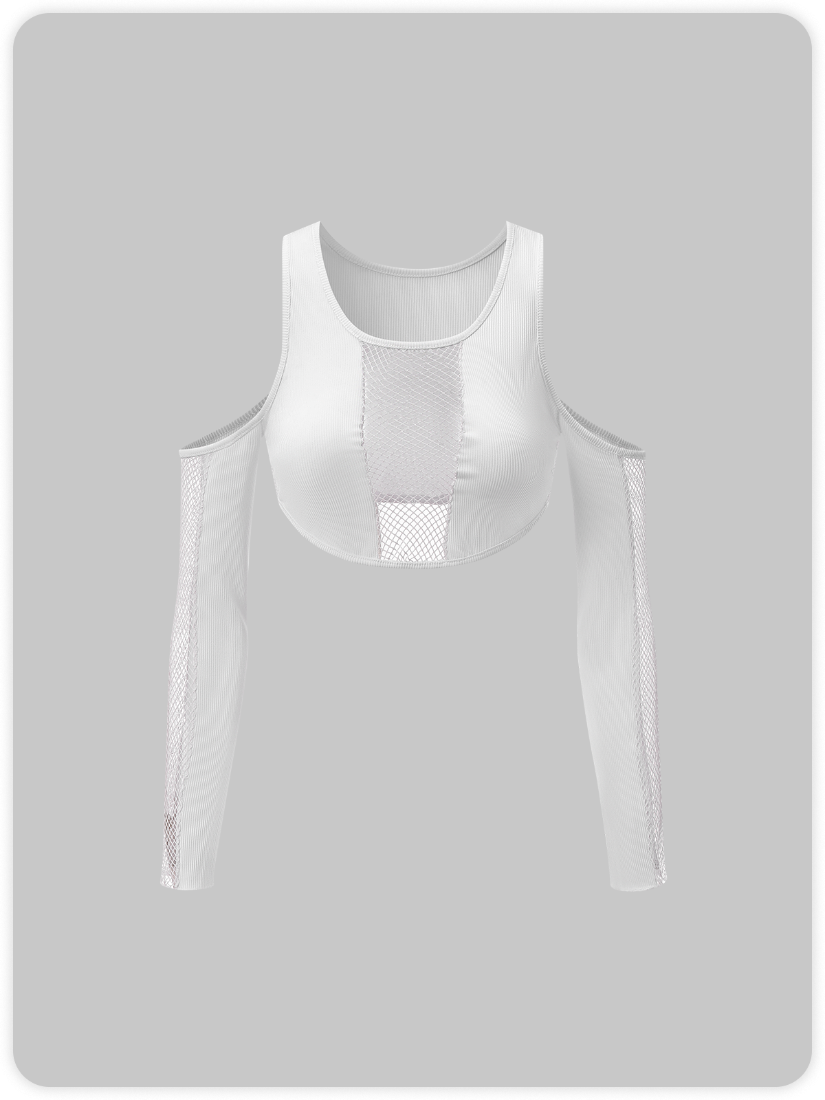 Edgy White Patchwork Mesh Cyberpunk Top Women Top