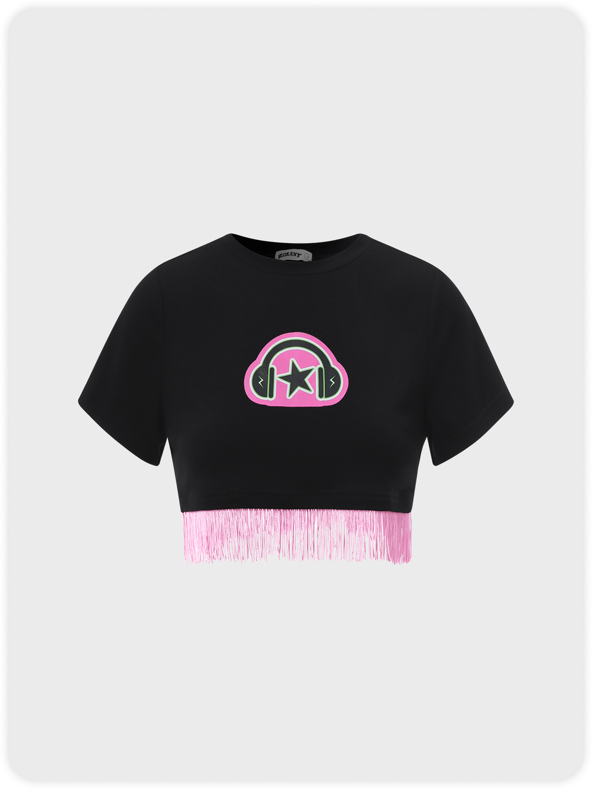 Y2K Black Graphic Tassel Top T-Shirt