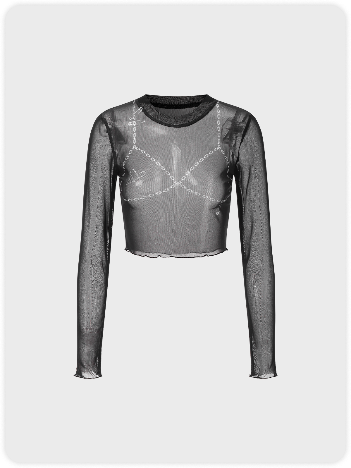 Street Black Mesh Metal Y2K Top Women Top