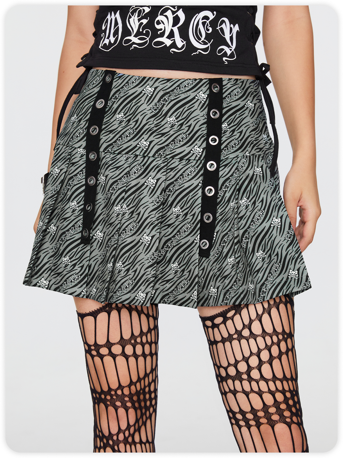 Y2K Gray Sleated Bottom Skirt