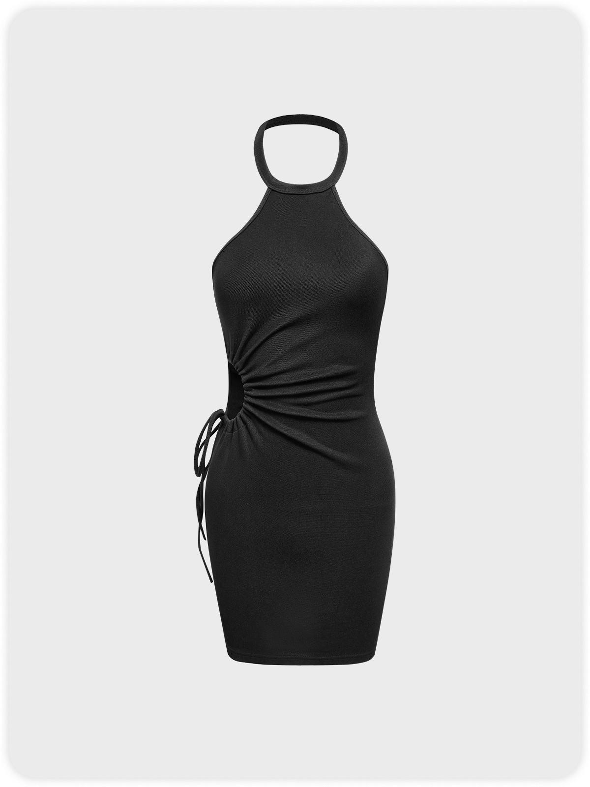 Street Black Drawstring Cut out Dress Mini Dress