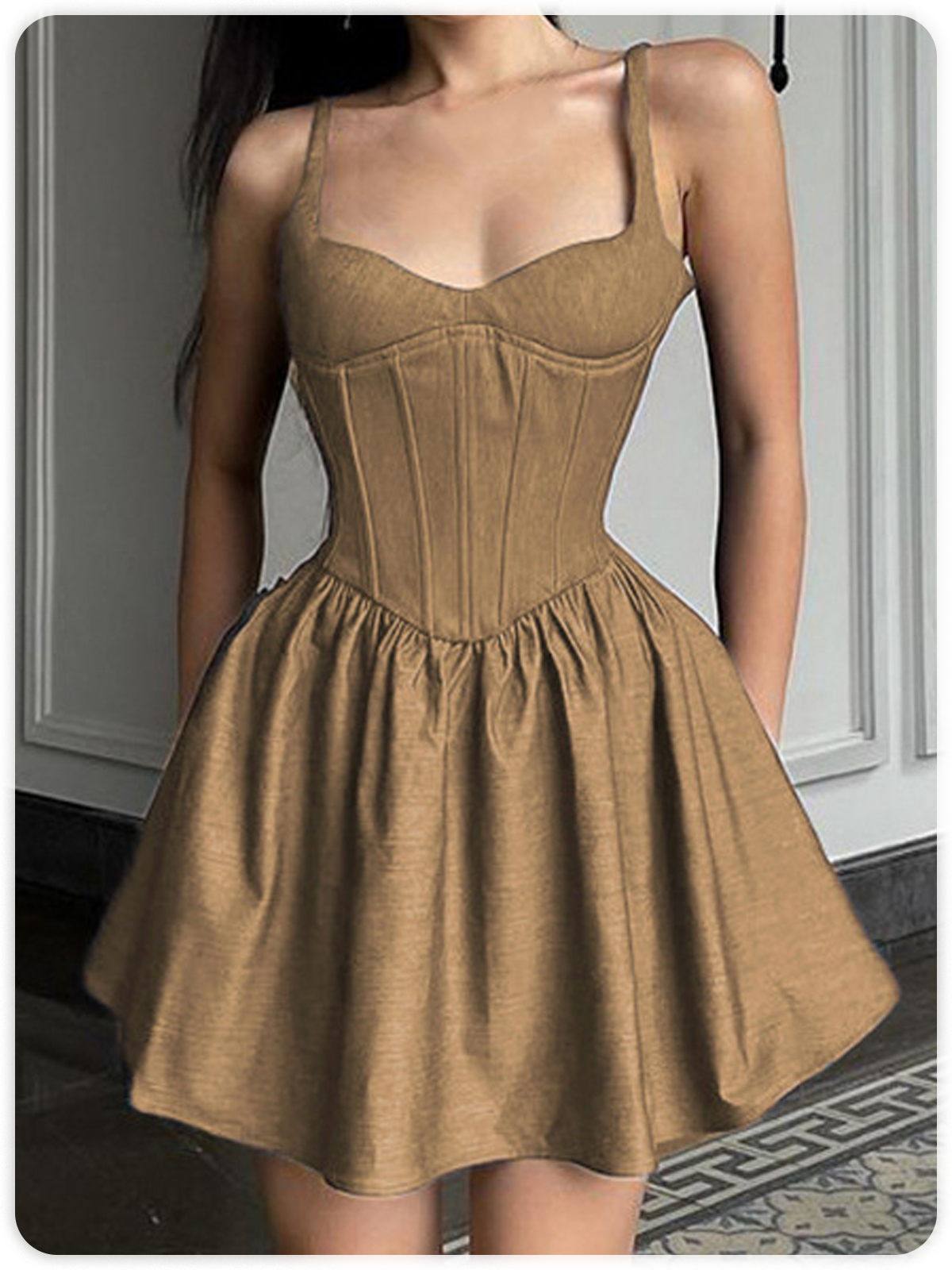 Y2k Balletcore Brown Corset Dress Mini Dress